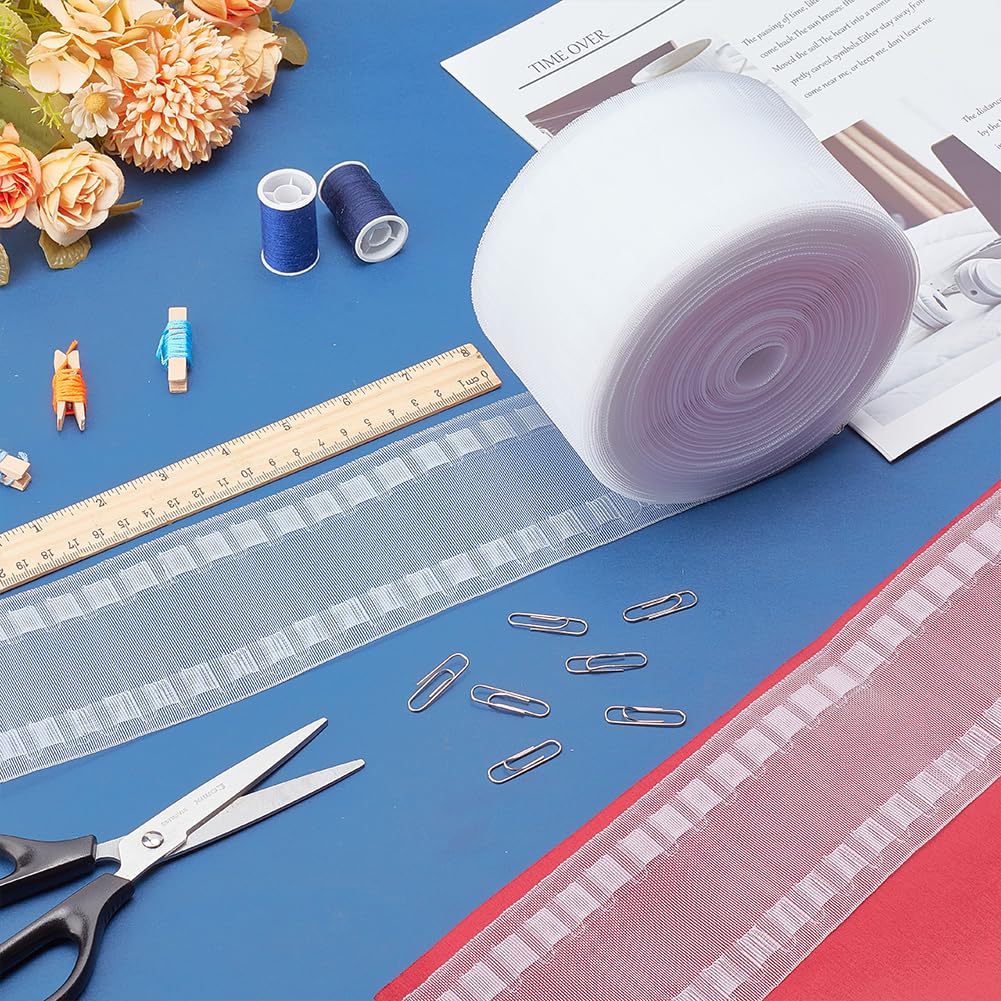 BENECREAT 27 Yard Wave Curtain Tape, White Nylon Drapery Header, 3.15 Inch Transparent Pleat for Installing & Fixing Curtains