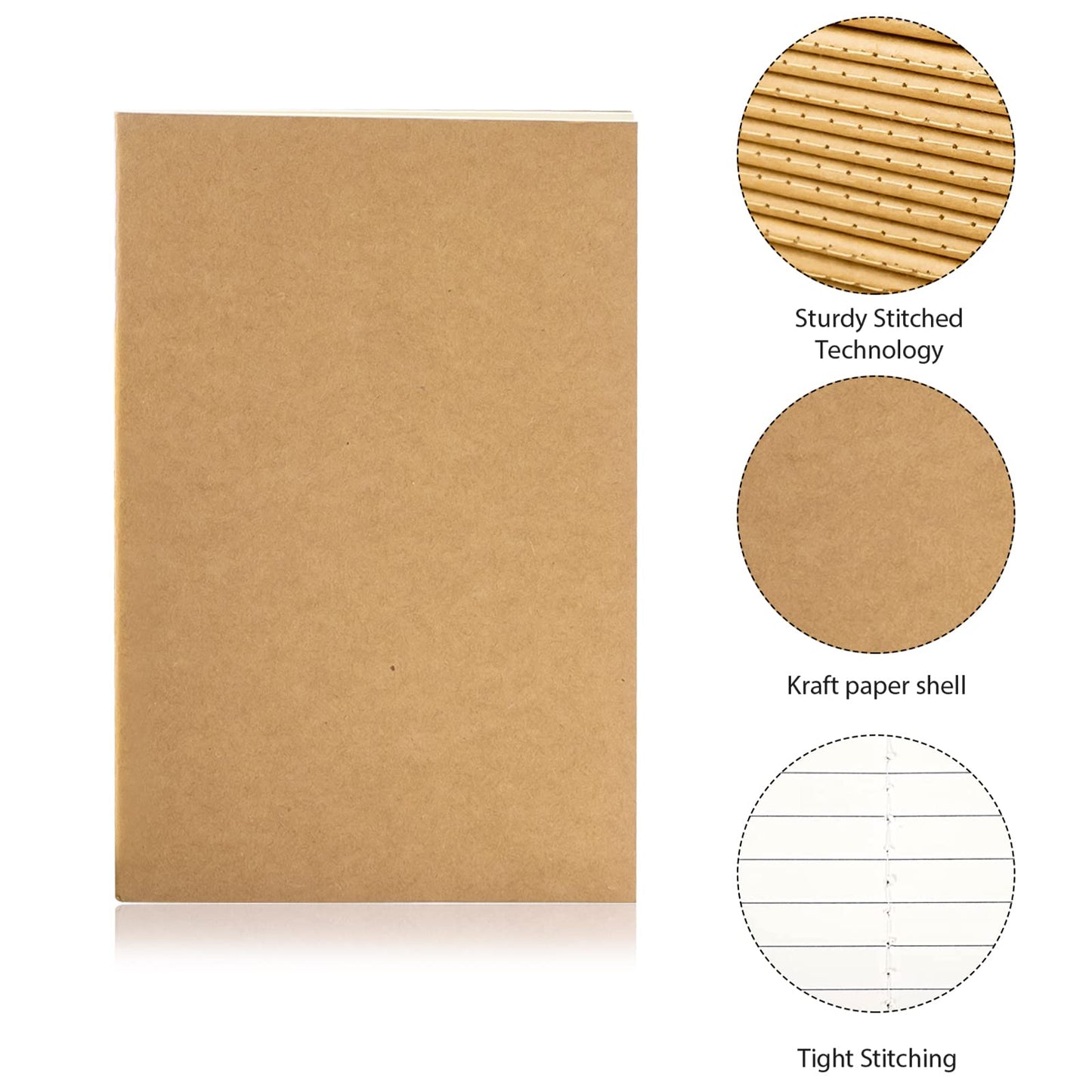 36 Pack A5 Kraft Paper Notebooks Bulk - 5.5” x 8.3” Journal Softcover Ruled Notebooks with 60 Pages/30 Sheets for Kids Students Writing Travelers and Office Supplies (Black, Brown)