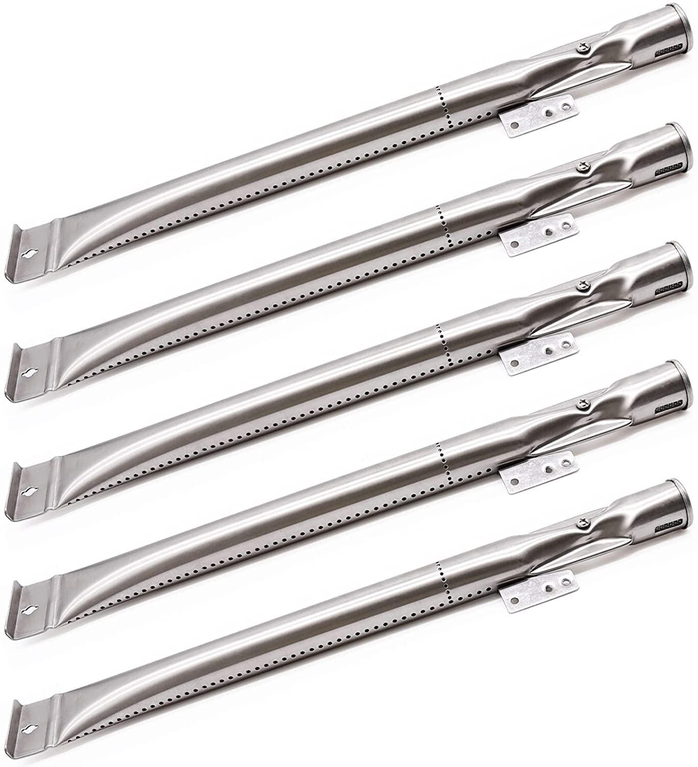 Hiorucet BBQ Burner Replacement Parts for Nexgrill 5 Burner 720-0888, 720-0888N, 720-0882S, 4 Burner 720-0830H, 720-0830D Grill Models, 14 7/8 Inch Stainless Steel Gas Grill Burner Tube, 5 Pack