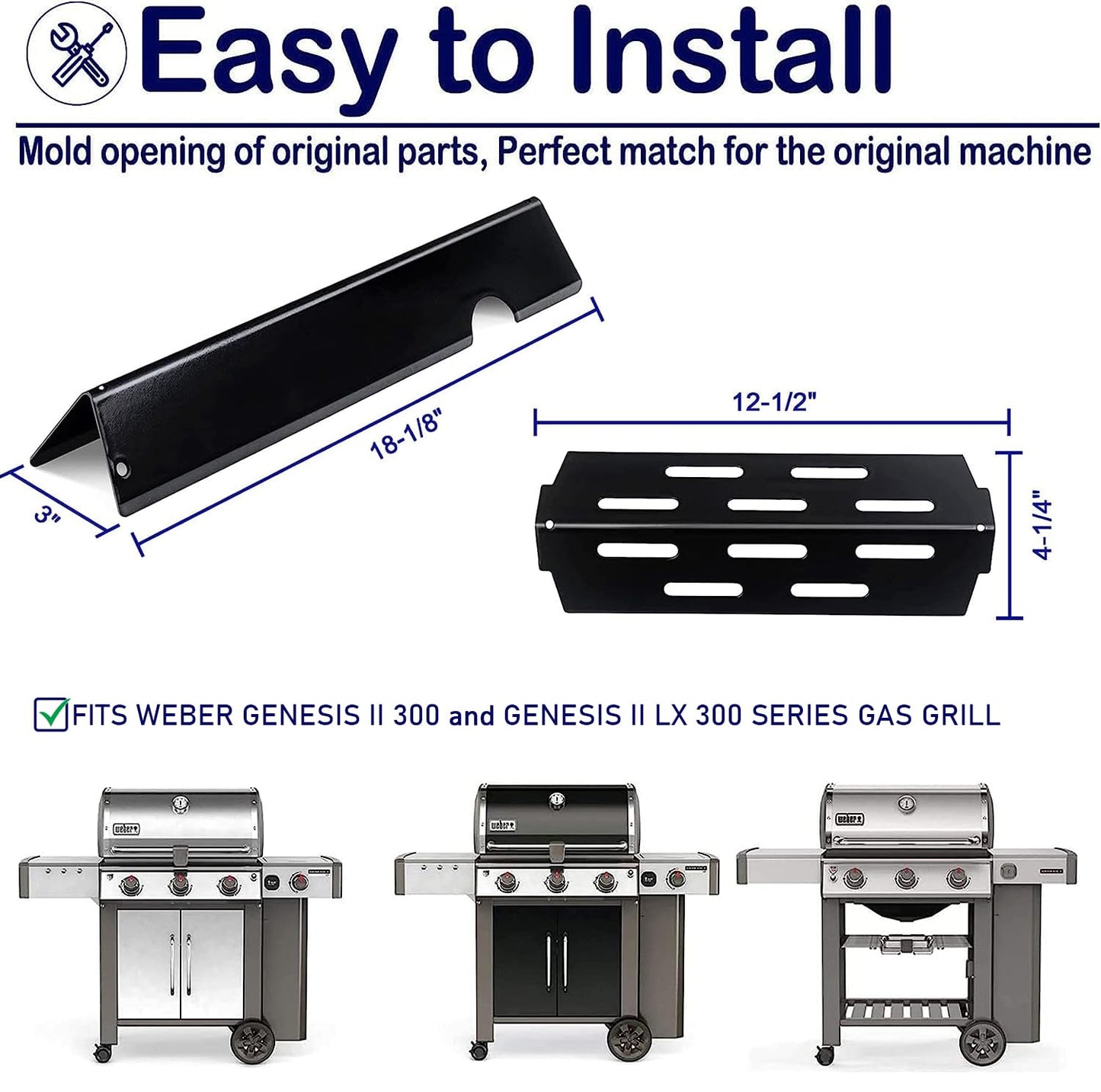 YOUFIRE Genesis II Flavorizer Bars Heat Deflectors Replacement Parts for Weber 66032 66795 66040, Weber 2 Grill Parts Fit GS4 Genesis II 300/LX 340 Series E-310 E-315 E-330 SE-335 (2017 & Newer)