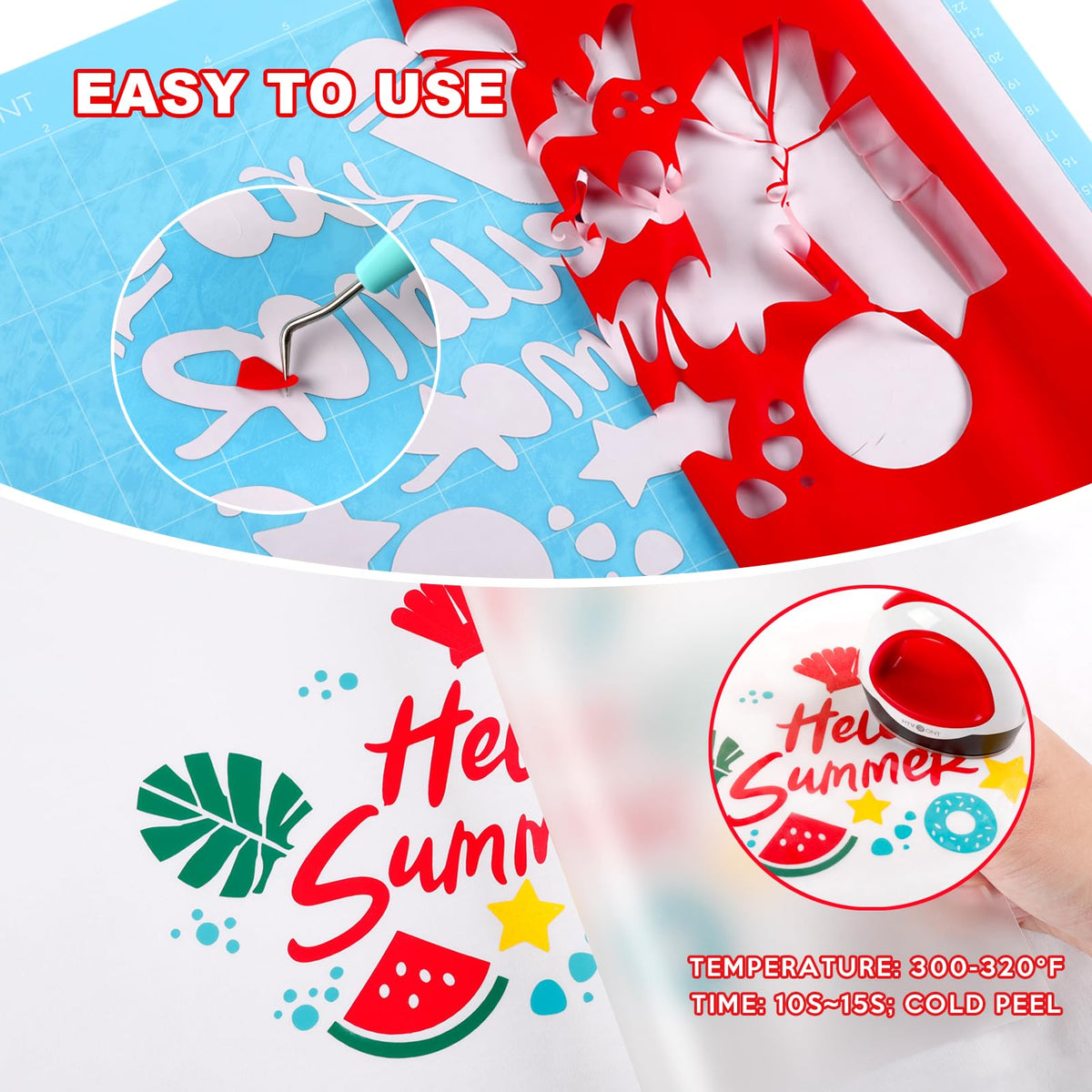 HTVRONT HTV Heat Transfer Vinyl Bundle (12 Pack) - 12" x 5FT HTV Vinyl Rolls, Easy to Cut Iron on Vinyl for All Cutting Machines, Easy to Weed Heat Transfer Vinyl