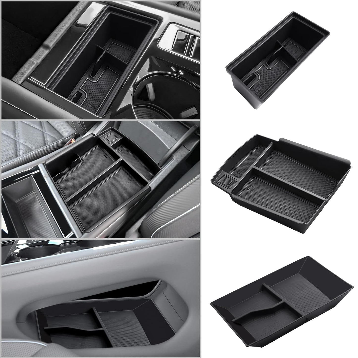CDEFG 3PCS for 2024 2025 2026 VW Atlas Center Console Organizer, for 2024 2025 2026 Volkswagen Atlas Accessories Middle Console Armrest Storage Box