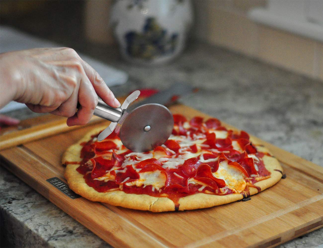 Onlyfire Pizza Tool Kits - Pizza Stone, Pizza Peel with Wooden Handle, Pizza Cutter and Spatulas, Good for Cooking, Baking Pizza, Cookies, Bread on Grill/Oven