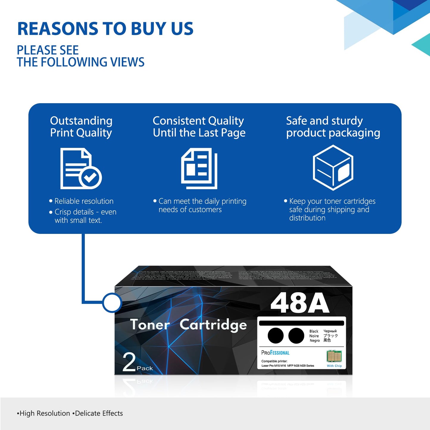 48A CF248A Toner Cartridge 2 Pack (Update Chip Version) Black High Yield Replacement for HP 48A CF248A M15w M15a M16a M16w Pro MFP M29w M29a M28a M30w M31w Printer Ink