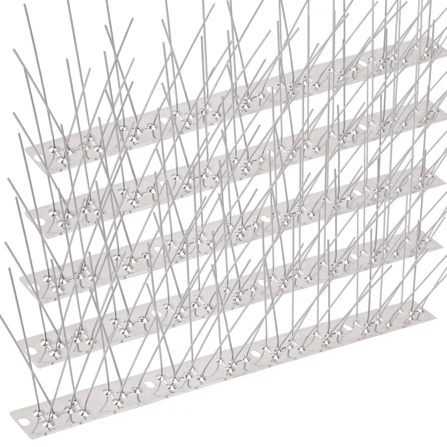 Valibe Bird Spikes Stainless Steel 21.5ft Coverage 20 Pack for Pigeons Small Birds Outdoor Use Bird Spikes Strips for Fence Crows Woodpeckers with 304 Stainless Steel Pins and Base Not Rusty