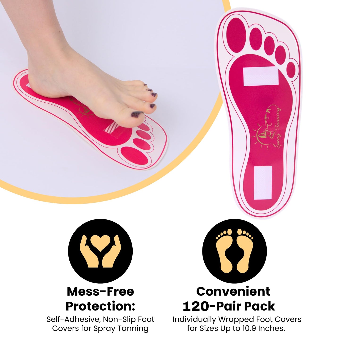 120Pairs(240Feets) Disposable Stick Spray Tanning Feet Pads Perfect for preventing spray tan solution,Deluxe & Hygienic Spray Tan Feet Pads-Ideal for Salons and Spas or Home,Easy to Apply