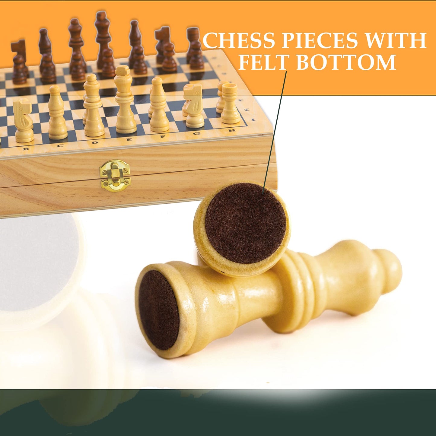 4 in 1 Board Game Set - Extra Large Sling Puck Game Wooden Chess Board Sets, Checkers Board Game for Adults Nine Mens Morris | Wooden Chess Set String Puck Game & Checkers Game for Kids