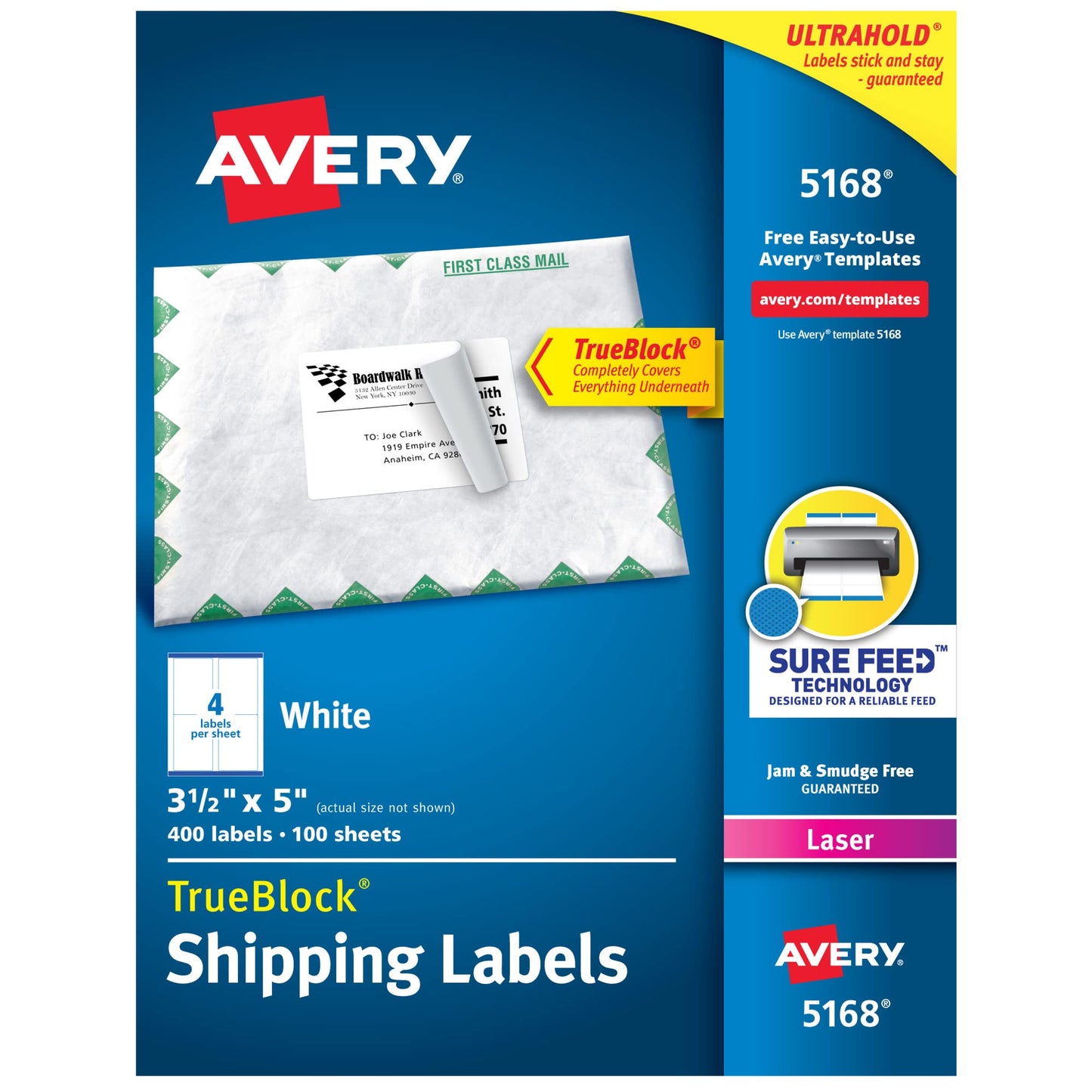 TrueBlock Shipping Labels with Sure Feed, Laser