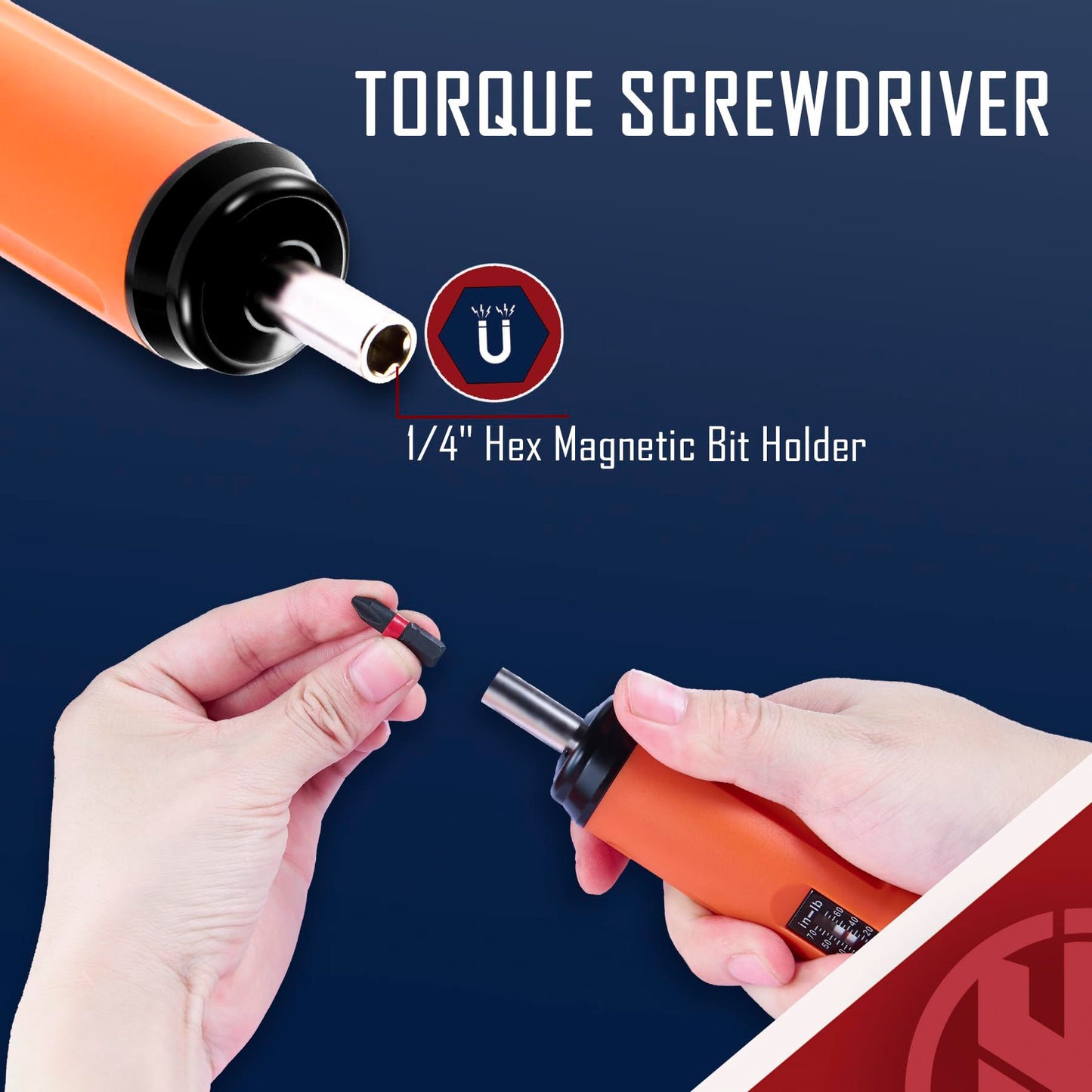 KNINE OUTDOORS Torque Screwdriver Wrench Driver Bits Set 10-70 Inch Pounds lbs for Maintenance, Tools, Bike Repairing and Mounting, Orange