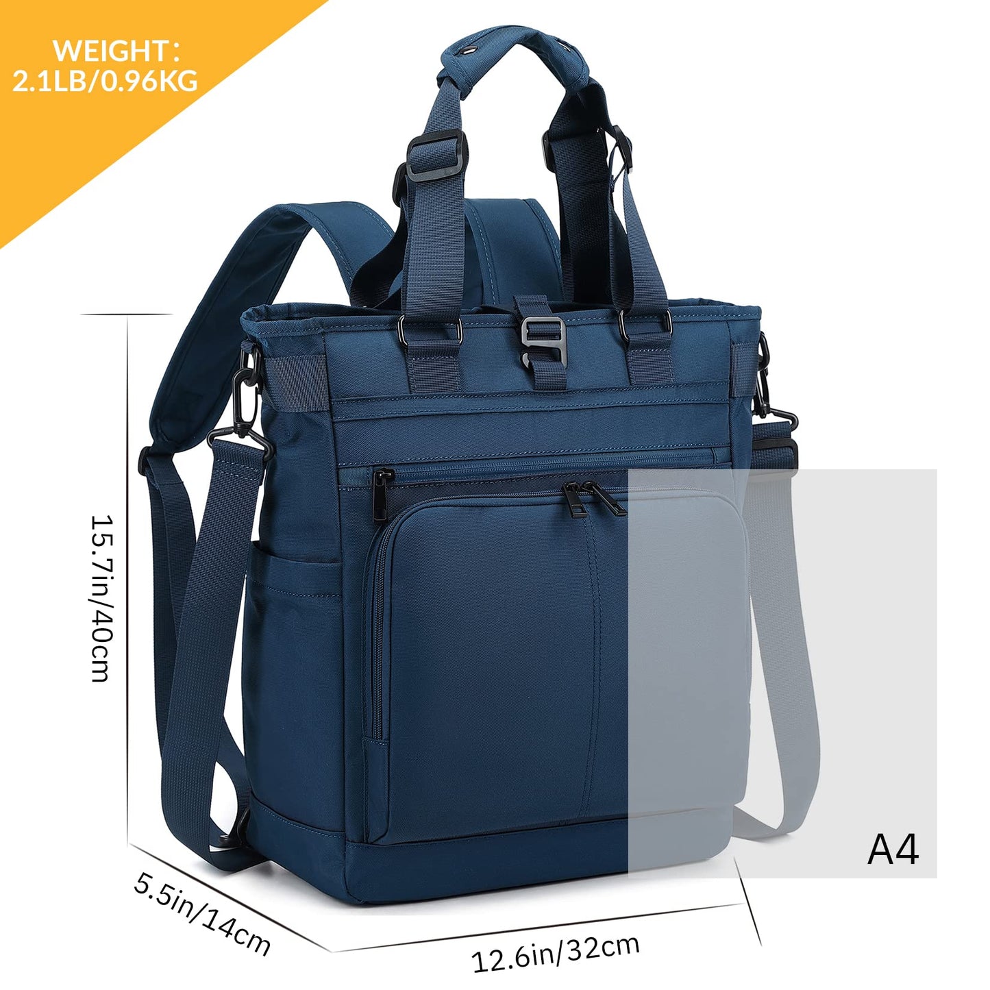 mygreen Tokyo Tote Messenger Backpack Convertible Tote Bag and Backpack, Fits 15.6" Laptop, Blue, 15.6 inch Laptop, Travel Backpacks