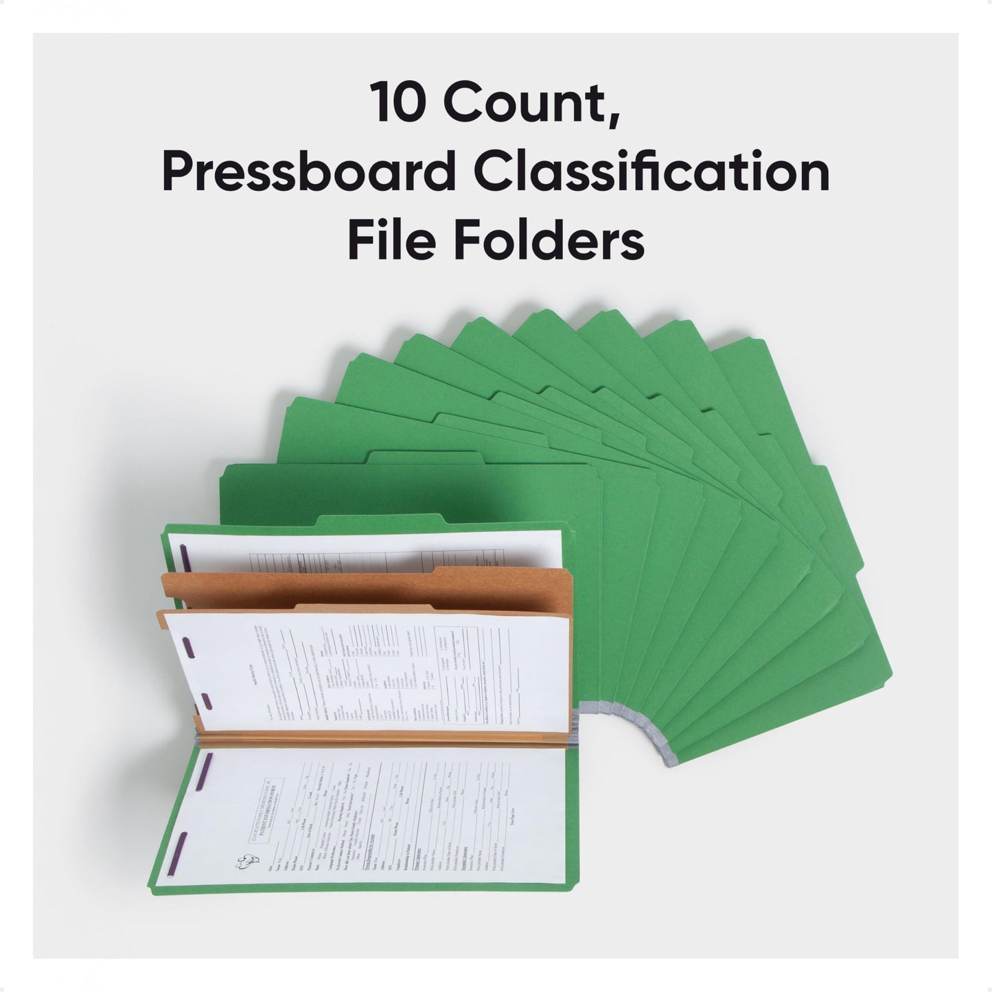 Smead Classification Folder, Legal, 2/5 Right of Center, 2 Dividers, Green, 10 Per Box (19033)