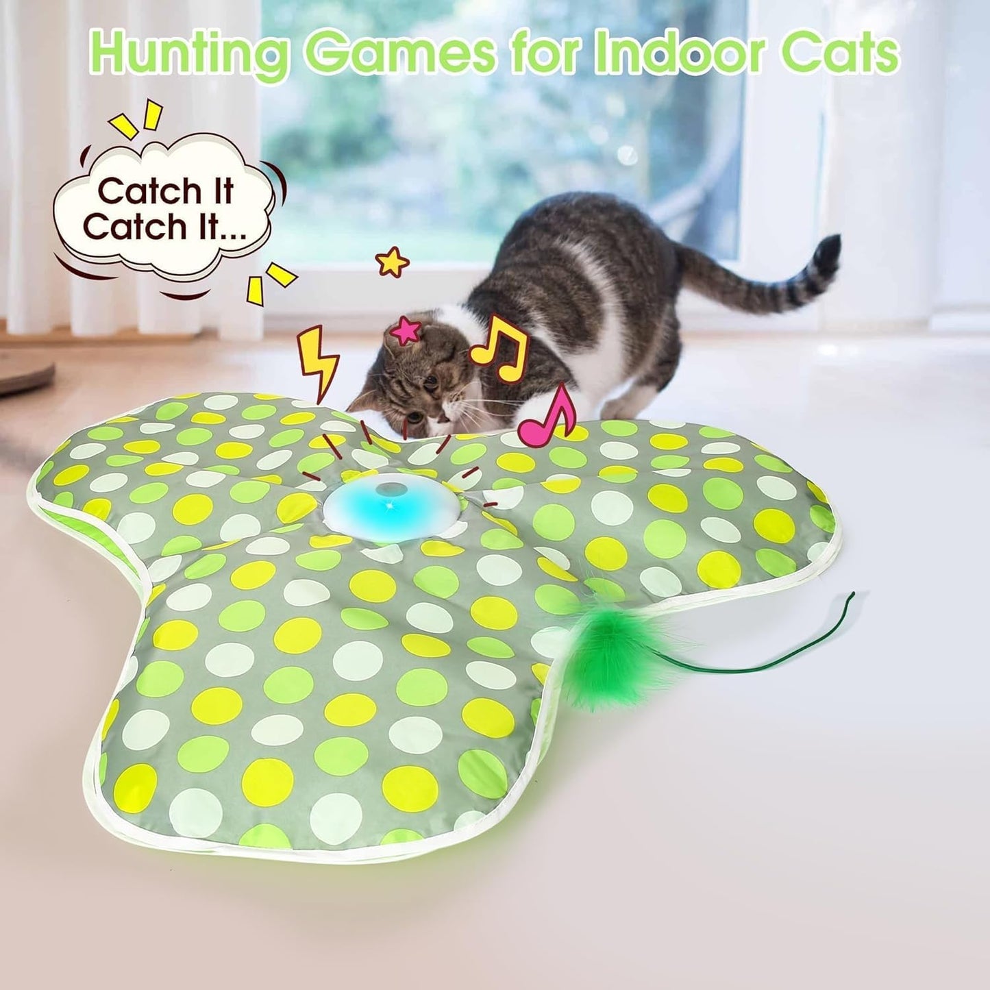 FUGODIWI Cat Toys for Indoor Cats, Interactive Cat Toys for Kitten, Chirping & Motion Activate Automatic cat Toys, Cat Hunting Game Hide and Seek for Bored Adult Cats