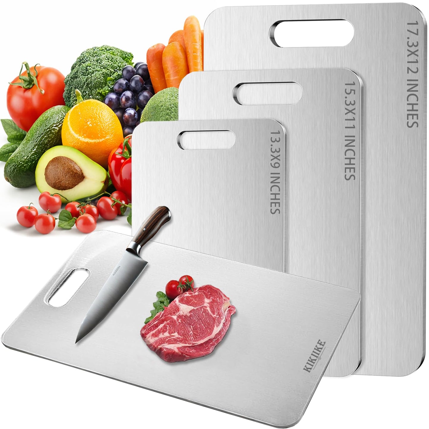 Titanium Cutting Board New Upgrade 100% Pure Titanium Cutting Boards for Kitchen - Double-Sided Food-Grade Chopping Board Non-Stick Durable and Easy to Clean (17.3 x 12 in)