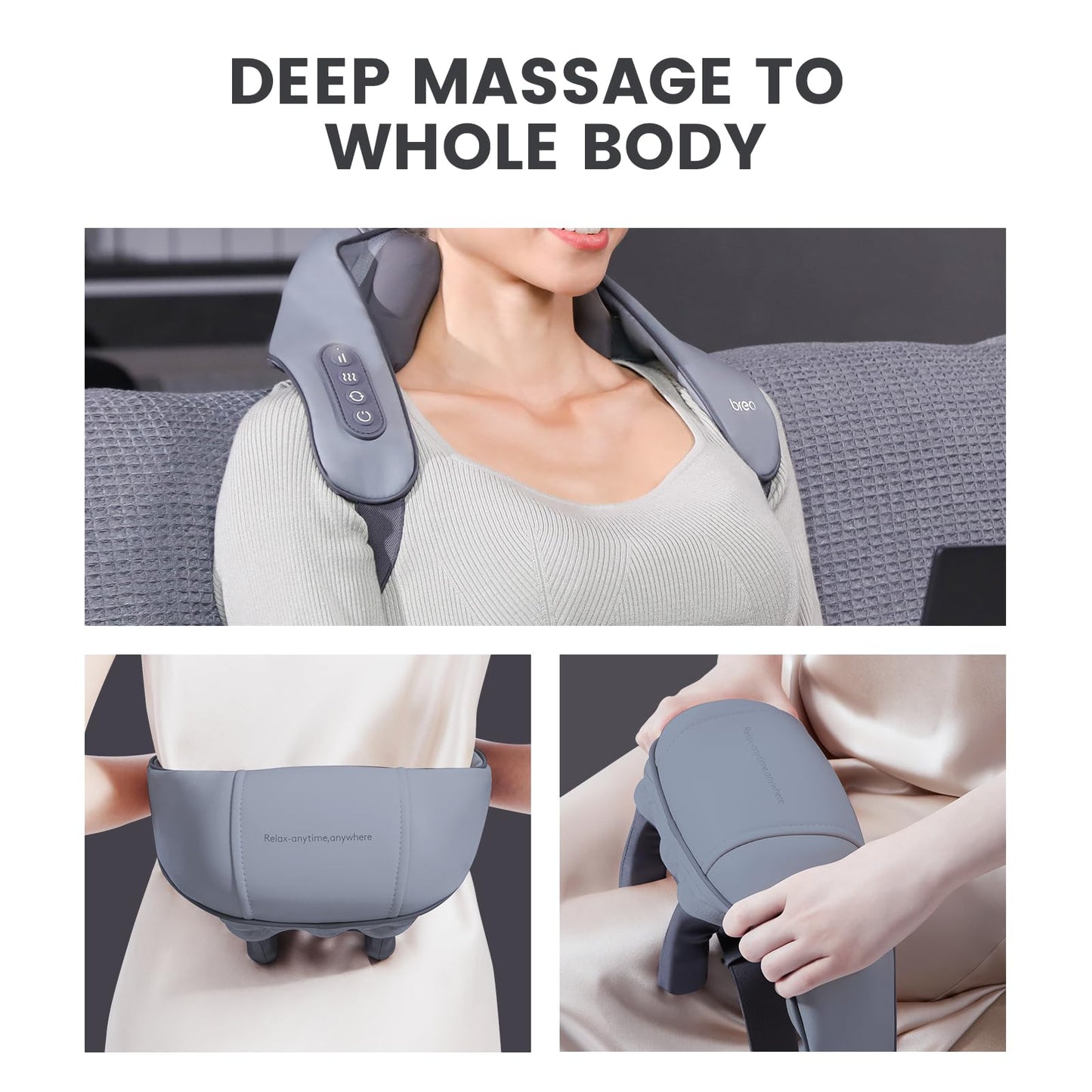 Breo N5 Mini Neck Massager with Heat, Electric Massager for Neck & Shoulder, Shiatsu Shoulder Massager, Massage Pillow for Neck, Back, Shoulder, Deep Cervical Massage at Home for Muscle Relaxation, Mother's day gift