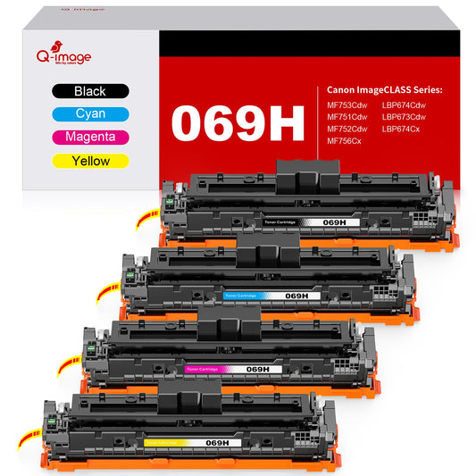 CRG-069H Compatible Toner Cartridge MF753Cdw MF751Cdw Replacement for Canon 069 069H CRG-069 CRG-069H Work with Canon imageCLASS MF753Cdw MF751Cdw LBP674Cdw (CRG-069H BK/C/M/Y,4 Combo Pack)