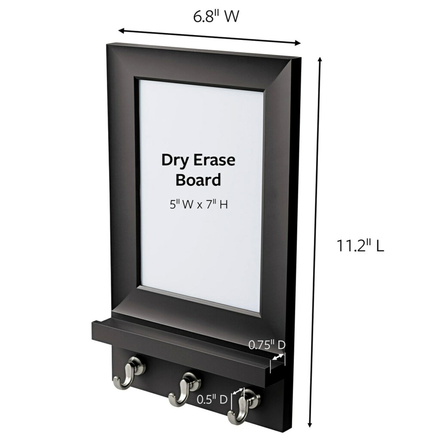 Command Dry Erase Message Center, Slate, 1-Message Center with 3 Key Hooks, 8-Medium Strips, Organize Damage-Free
