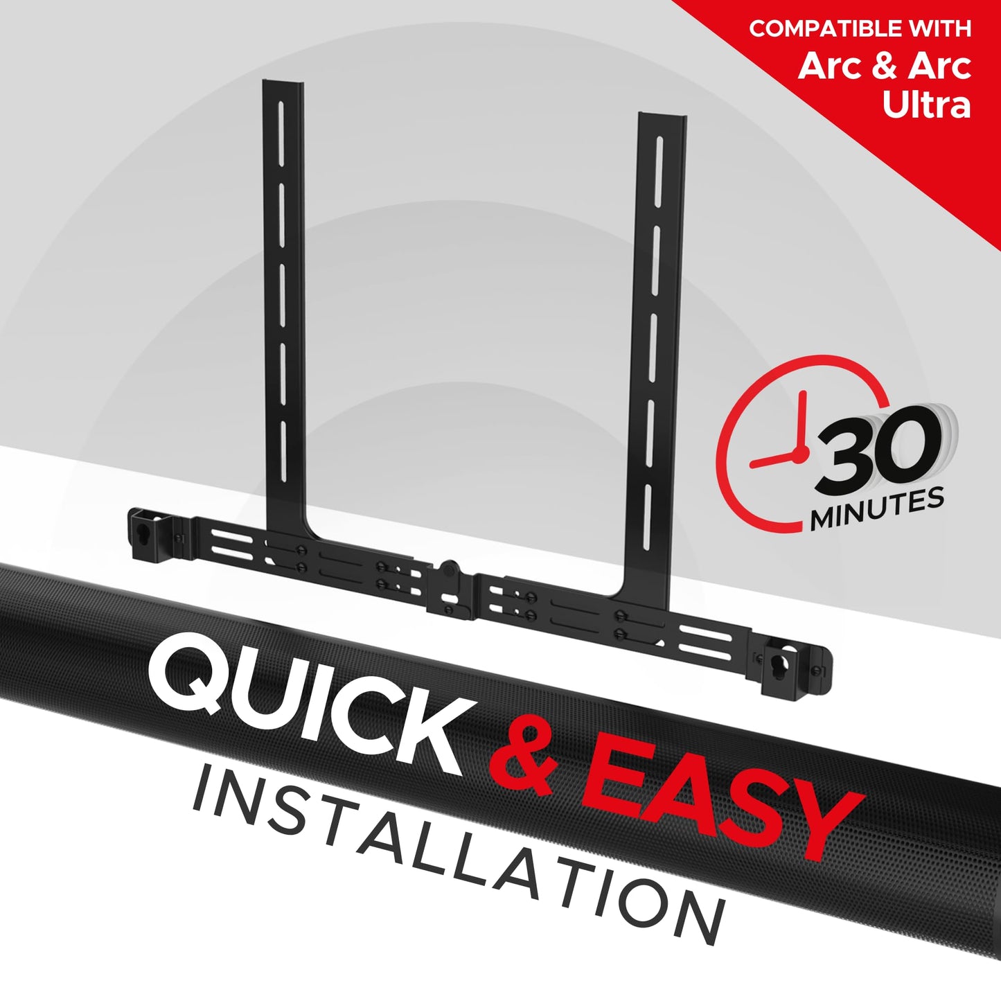 Soundbass Arc TV Mount, Black, Compatible with Sonos Arc and Arc Ultra Mounting Bracket for TV, Hardware Kit Included, Arc Soundbar, Designed in The UK