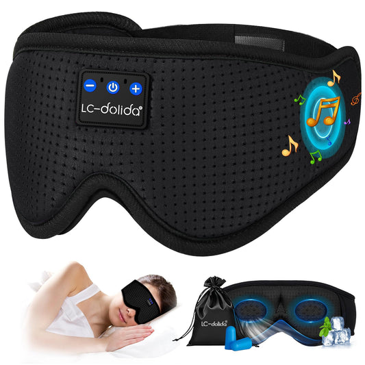 Bluetooth 5.4 3D Sleep Mask, Dual Sides Breathable Sleep Headphones, up to 15-Hour Stand-by Bluetooth Eye Masks, Wireless Earphones Eye Mask for Sleeping,Cool Tech Gadget Travel Essentials