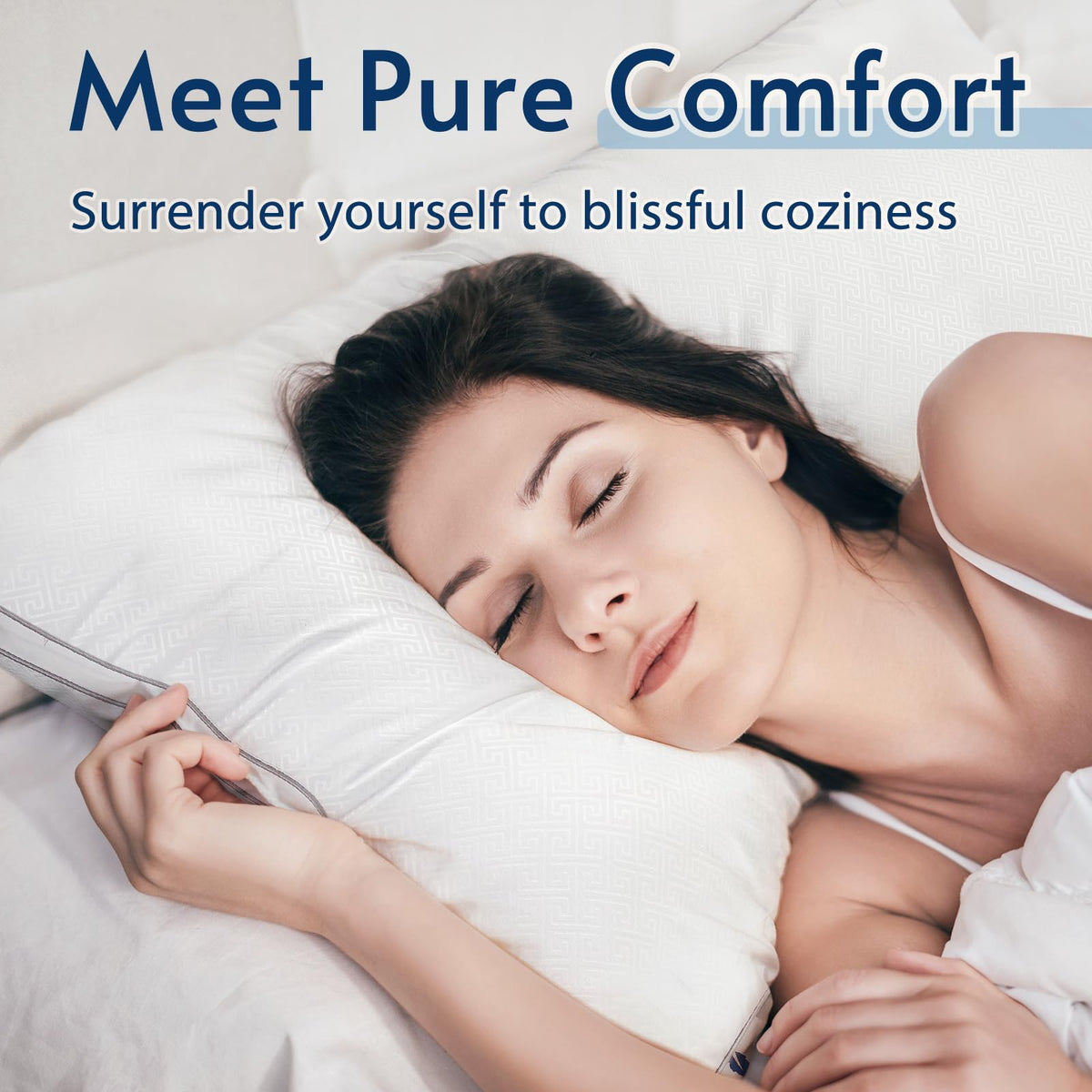 viewstar King Size Pillows 2 Pack, Firm Support Gusseted Side Sleeper Hotel Pillow for Back and Stomach Sleeping, White