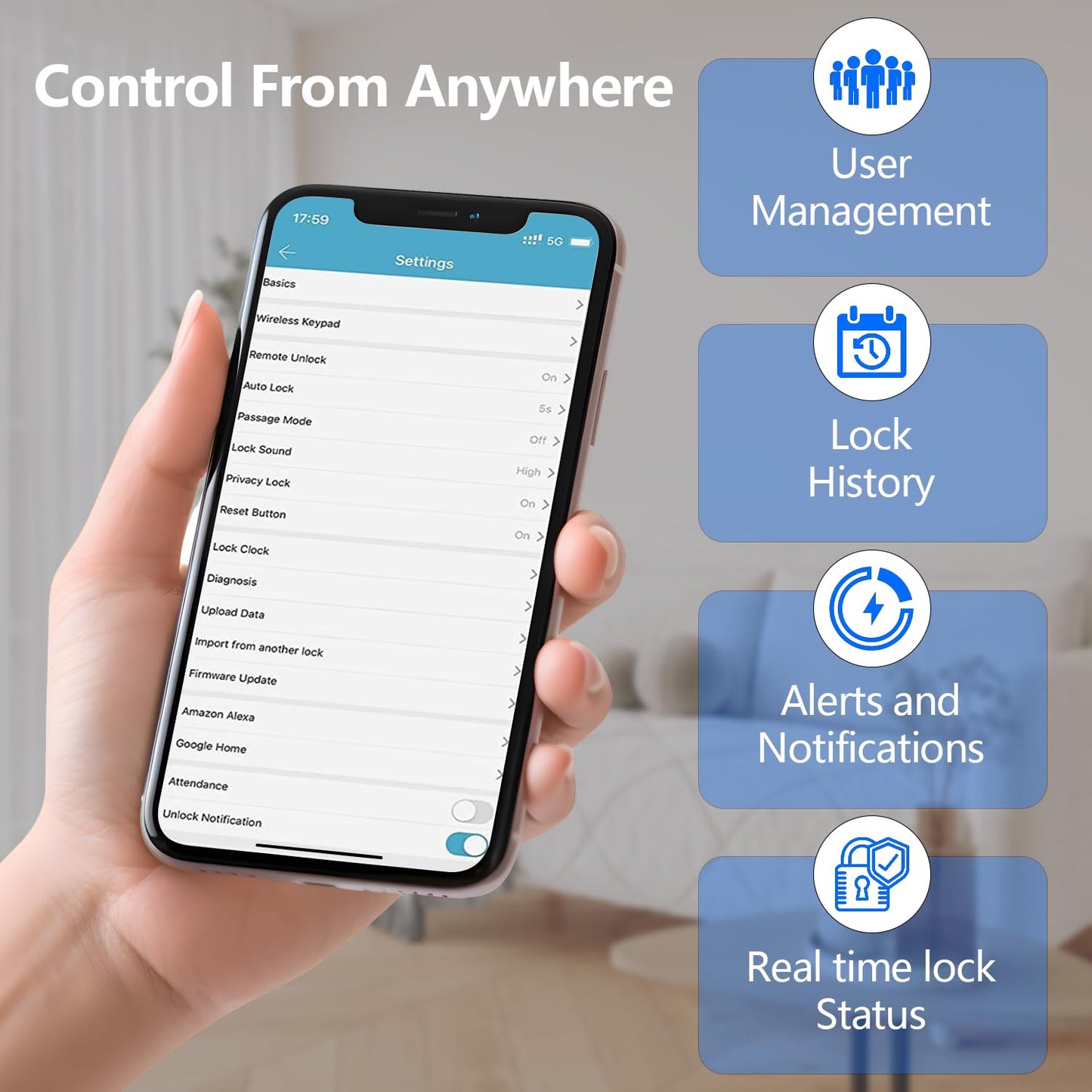 Keyless-Entry Fingerprint Smart Door Lock: Sifely Digital Electronic Lock with Code Passcode, Electric Door Knob, Biometric Handle, Perfect for Entry Doors, Bedroom Doors (Black Smart Lock)