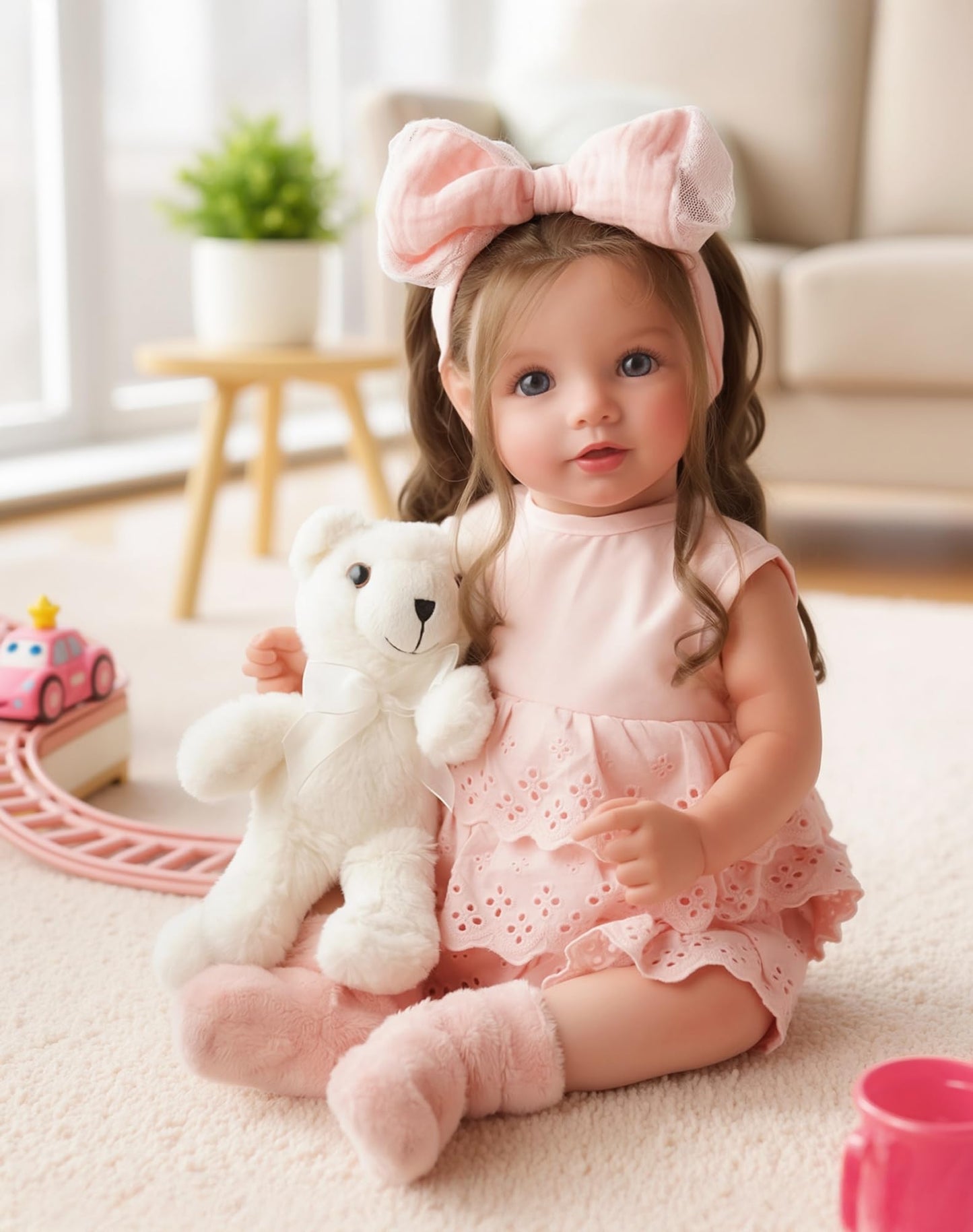 BABESIDE Lifelike Reborn Baby Dolls Dara - 20 Inch Realistic-Newborn Baby Doll Brown Hair Girl Handmade Real Life Toddler Dolls with Clothes and Toy Accessories Gift for Kids Age 3+