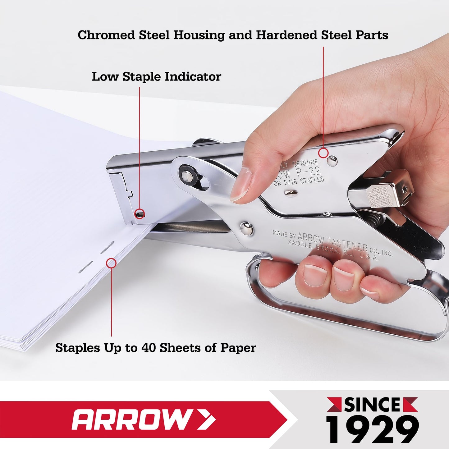 Arrow Fastener P22 Heavy Duty Plier Type Stapler, Medium