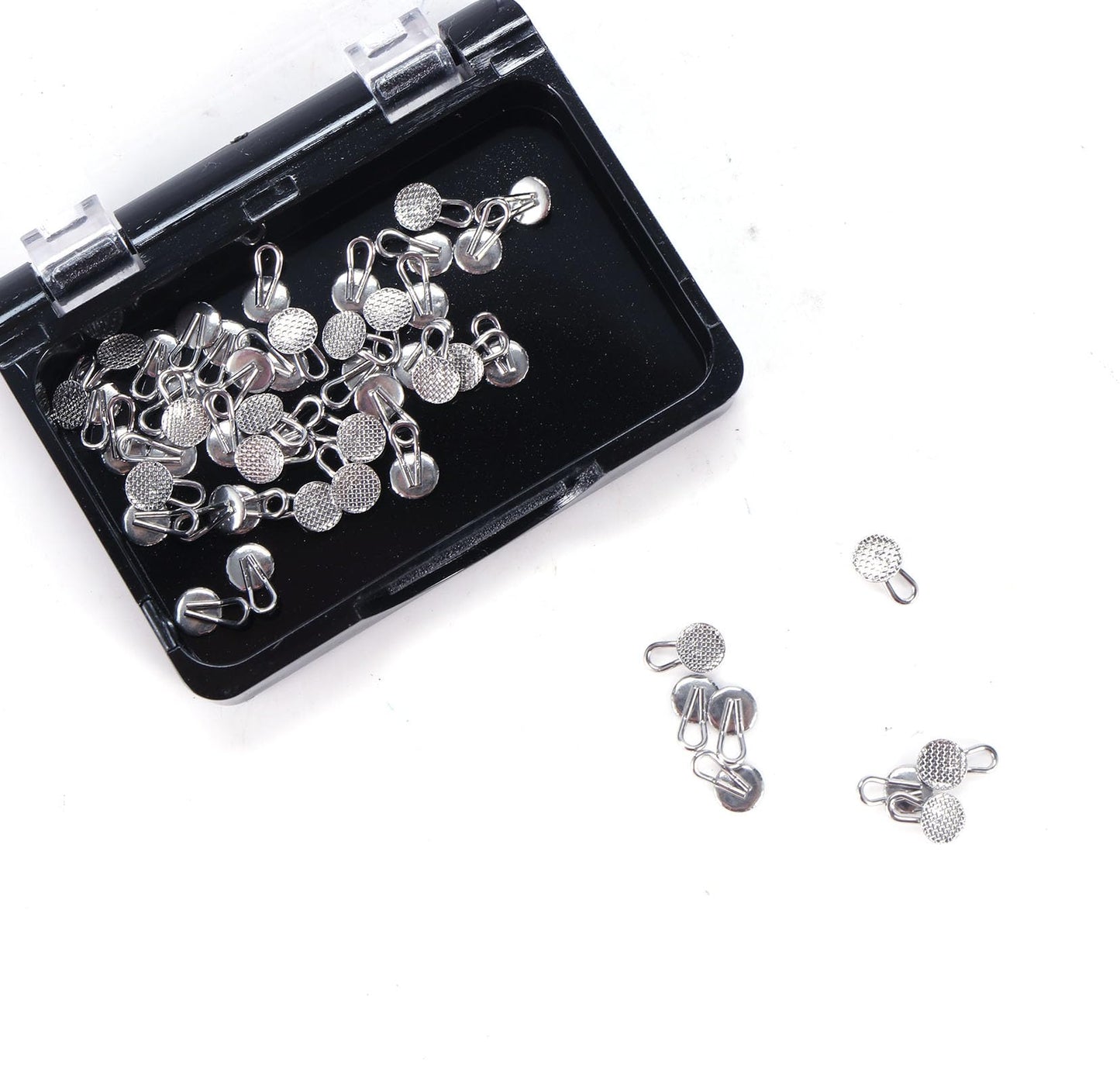 50Pcs/Box Dental Orthodontic Lingual Button Braces Bondable Lingual Buttons With Traction Hooks, Mesh Base (Traction Hook Round)