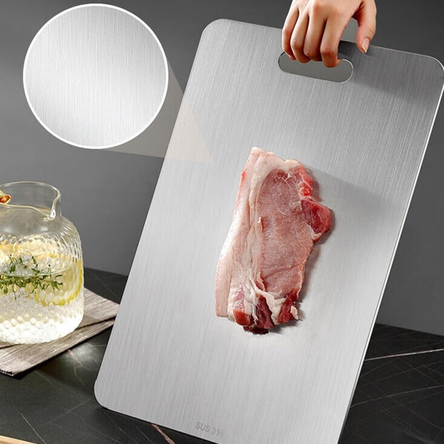 Katori Titanium Cutting Board - Upgraded 100% Pure Titanium Cutting Boards for Kitchen Non Toxic, Double Sided Food Grade Hygiene Non Moldy Dishwasher Safe Meat Fruit Metal Board (3PC S+L+XL)