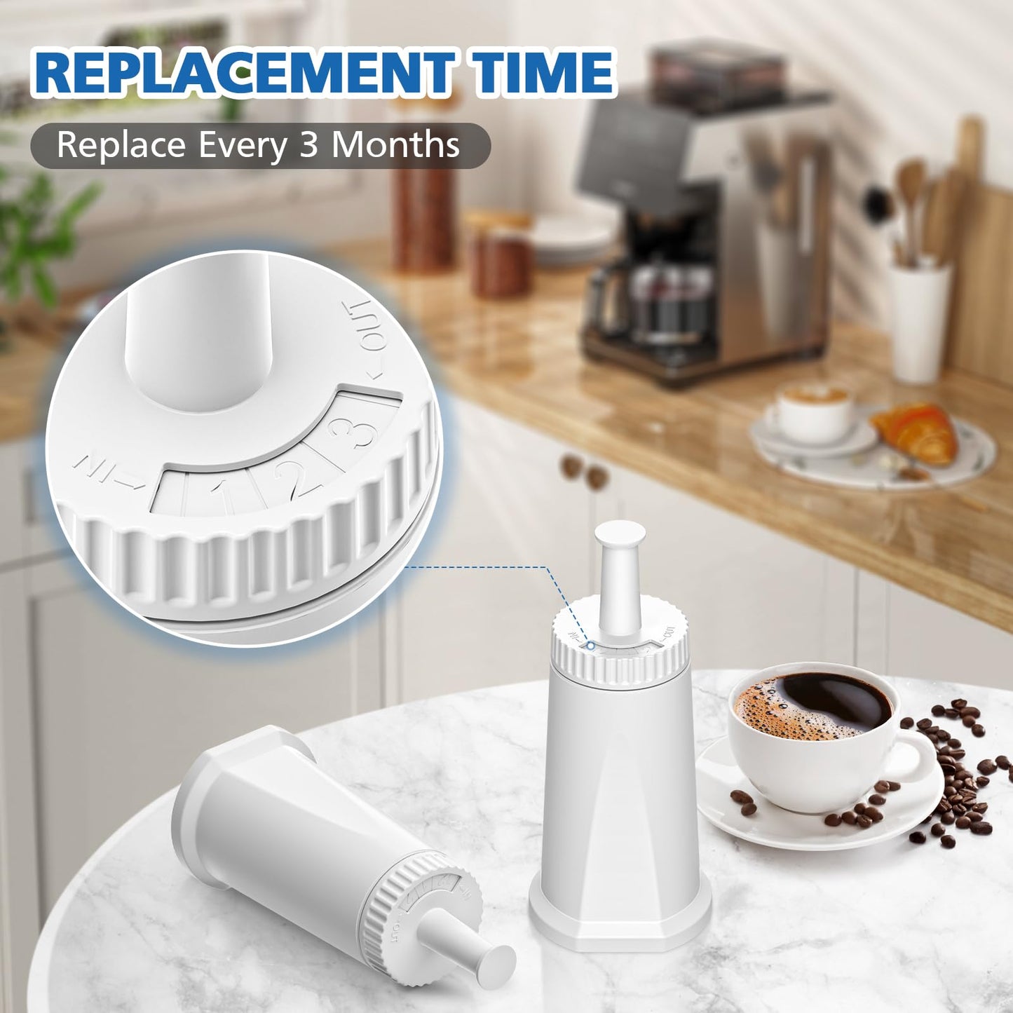 4 Pack Replacement Water Filter for Breville BES880 Barista Touch, BES990 Oracle Touch & Bambino ClaroSwiss Sage Espresso Machine BES920 BES878