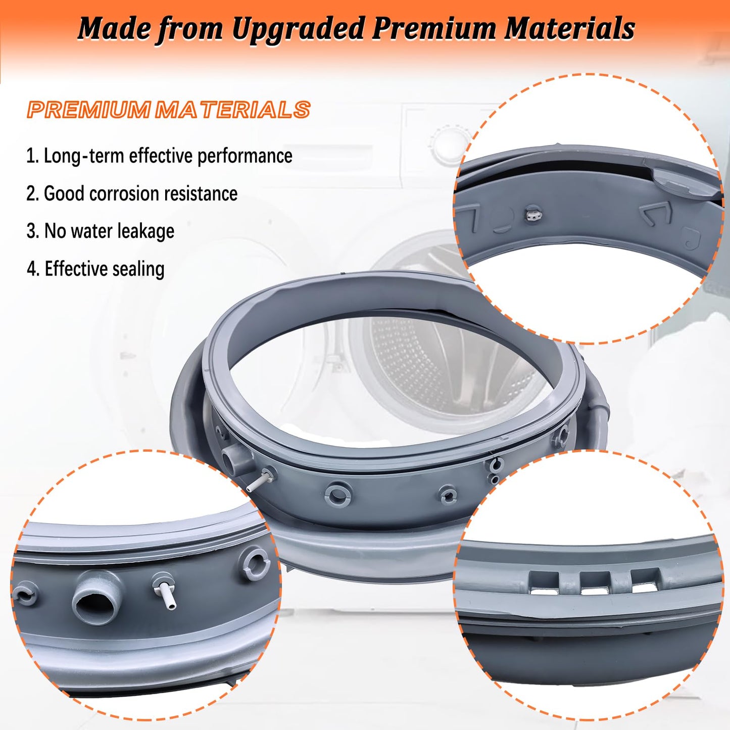 Upgraded DC97-16140P Washer Door Boot Seal DC97-19755A Compatible with Samsung Washing Machine Door Bellow Gasket AP6002538 PS11735181 EAP11735181