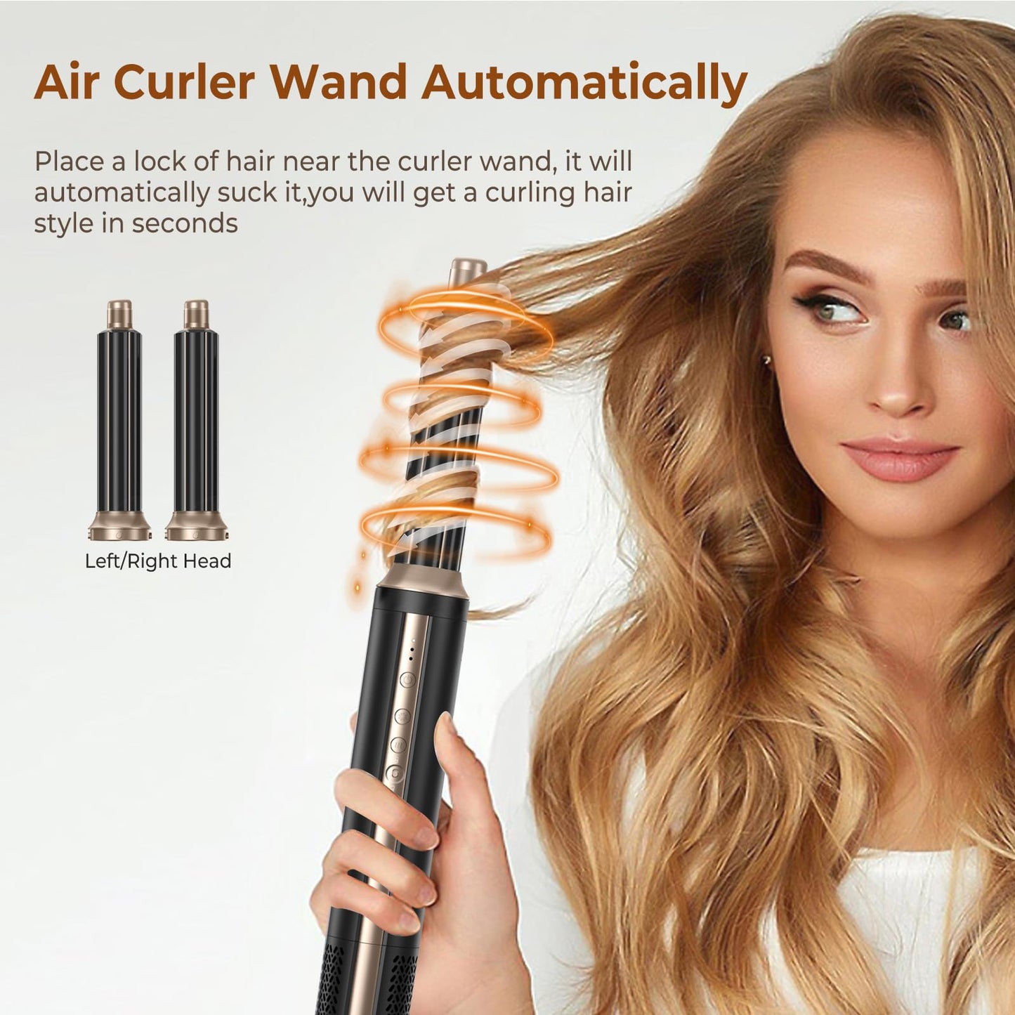 6 in 1 Hair Dryer Brush, 1400W High Speed Auto-Air Hair Wrap Blow Dryer Brush, Hot Air Styler No Heat Damage, Ionic Hot Air Brush, Detachable Hair Dryer, Straightener Brush, Curler, Volumizer 100-120V