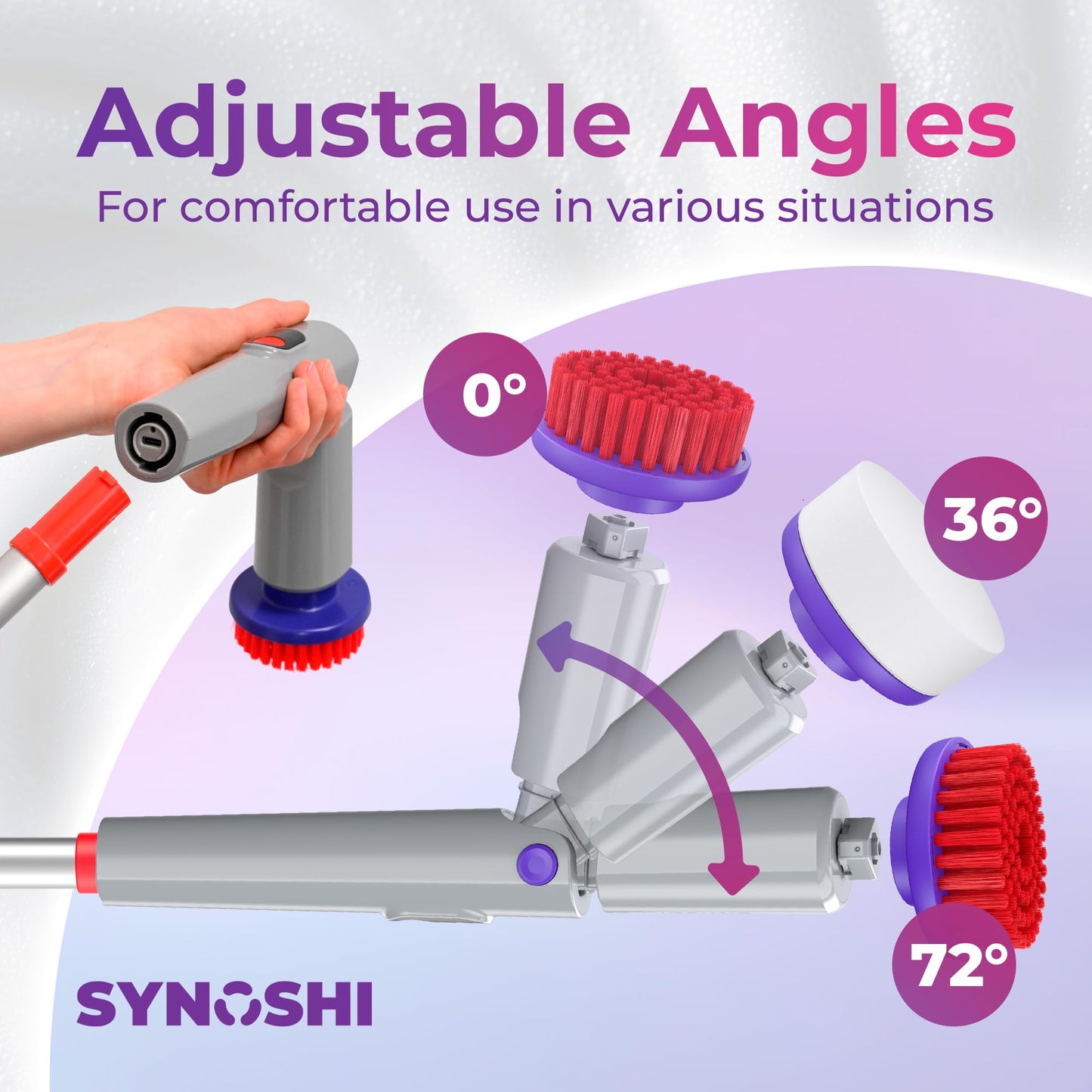 Synoshi PRO Electric Spin Scrubber, Electric Bathroom Cleaning Handle for Scrubber (No Scrubber included) . Extends up to 29.5 Inch (75 cm)
