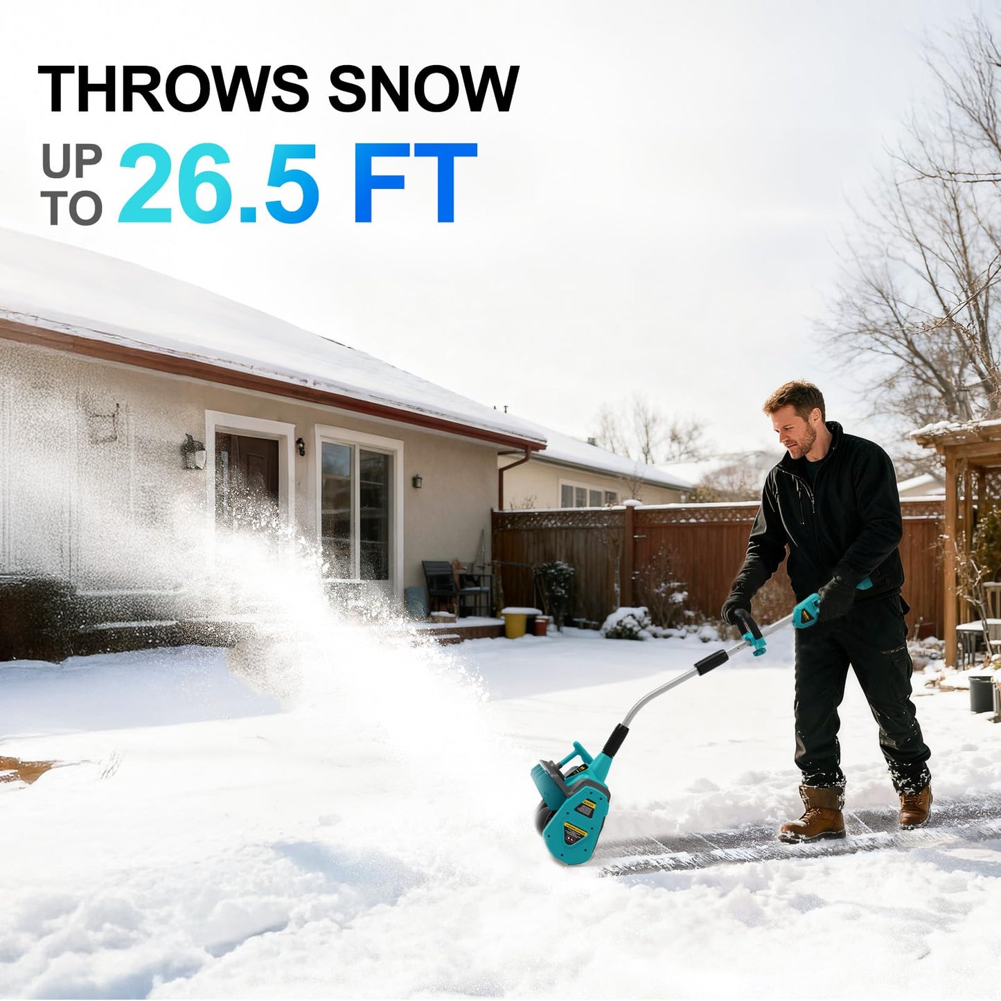36V Cordless Snow Shovel Compatible with Makita 18V Battery(Tool Only), Electric Power Snow Thrower, Handheld Snow Blower with 13.2" in. Width 8" in. Depth, 26.5' ft Throwing Distance