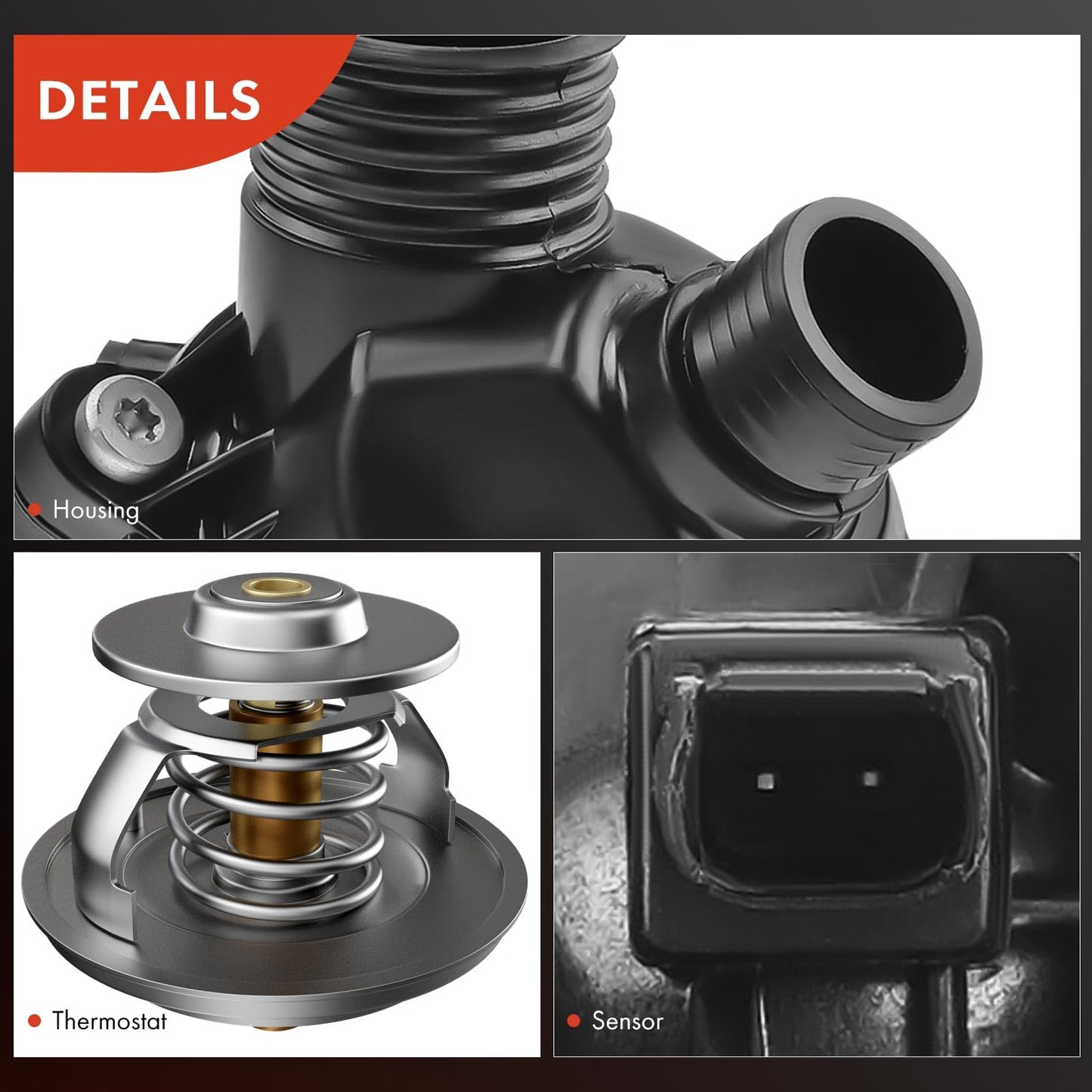 A-Premium Thermostat Housing Assembly Compatible with BMW E60 525i 528i 530i 535i, E90 323i 328i 330i 335i, E82 E92, X3 07-11, Z4 06-16, 3.0L, Replace for 11537549476, 11537544788