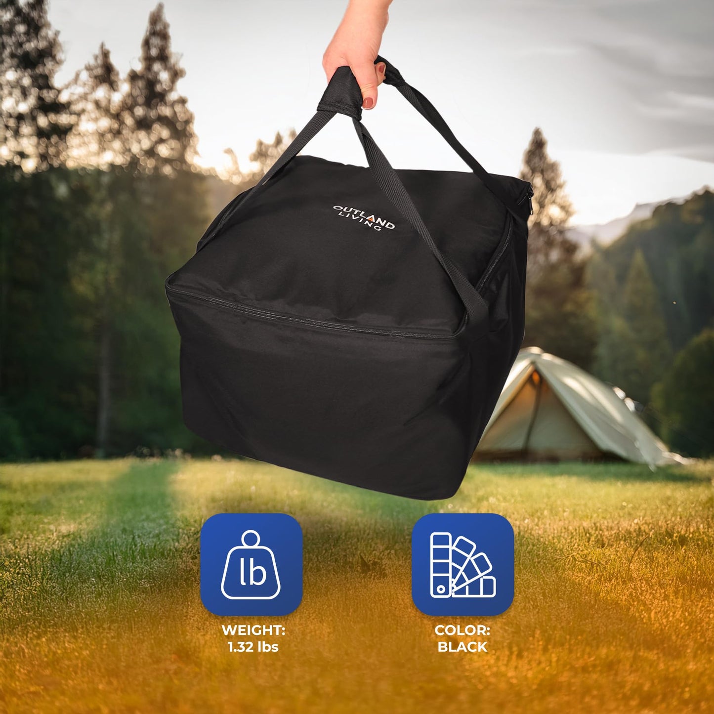 Firecube Carry Bag - Fits Outland Living 14” Square Portable Propane Firecube Fire Pit – UV and Weather Resistant – Sturdy Grips for Easy Transport