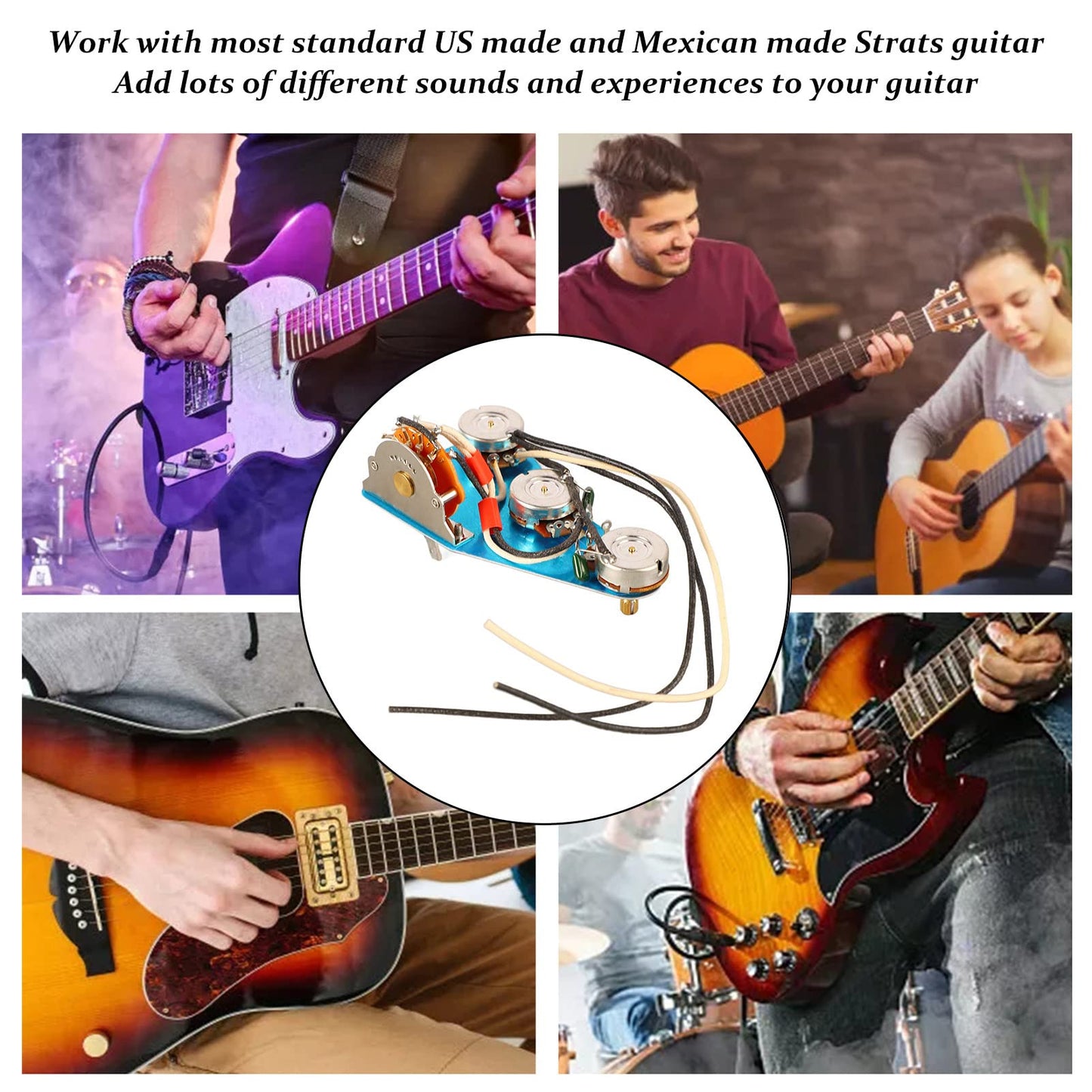 Strat-Style Guitar Wiring Harness Prewired Upgrade – Guitar Wiring Harness Set Prewired, Quick Install, Enhanced Tone, Reliable Performance for Guitar Enthusiasts