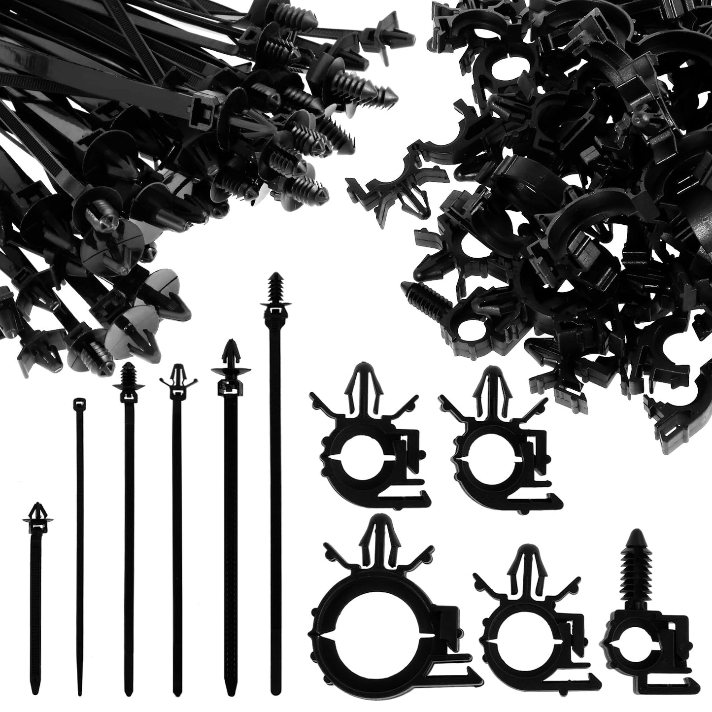 Abizarch 290Pcs Car Wire Harness Routing Clip Assortment Kit, 5 Different Sizes Wire Routing Clips Enduring Nylon Retainer Car Clips Replacement Parts for Most Cars Auto