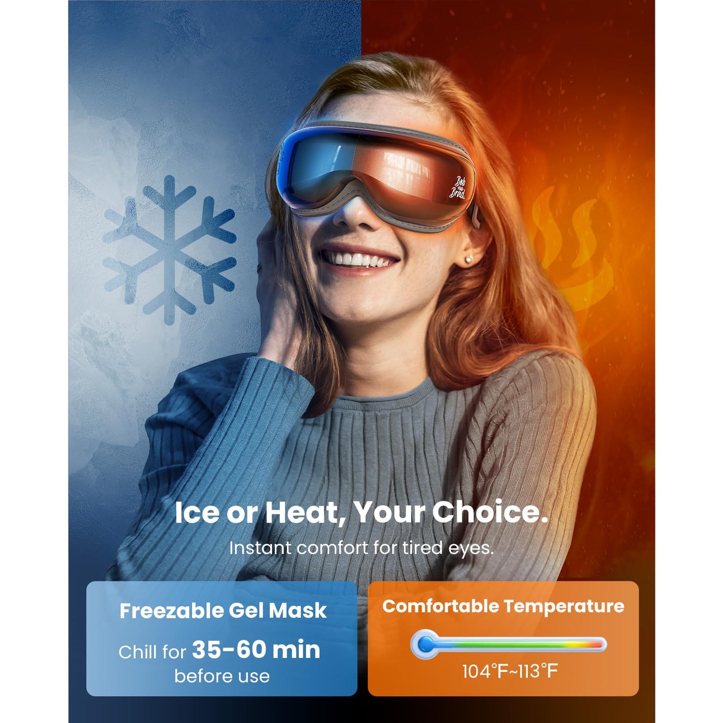 BOB AND BRAD EyeOasis 3 Eye Mask with heat and Cooling, Birthday Gifts,Heated Eye Machine with DIY Setting, Electric Eye Machine, BT Music Eye Relax Devices