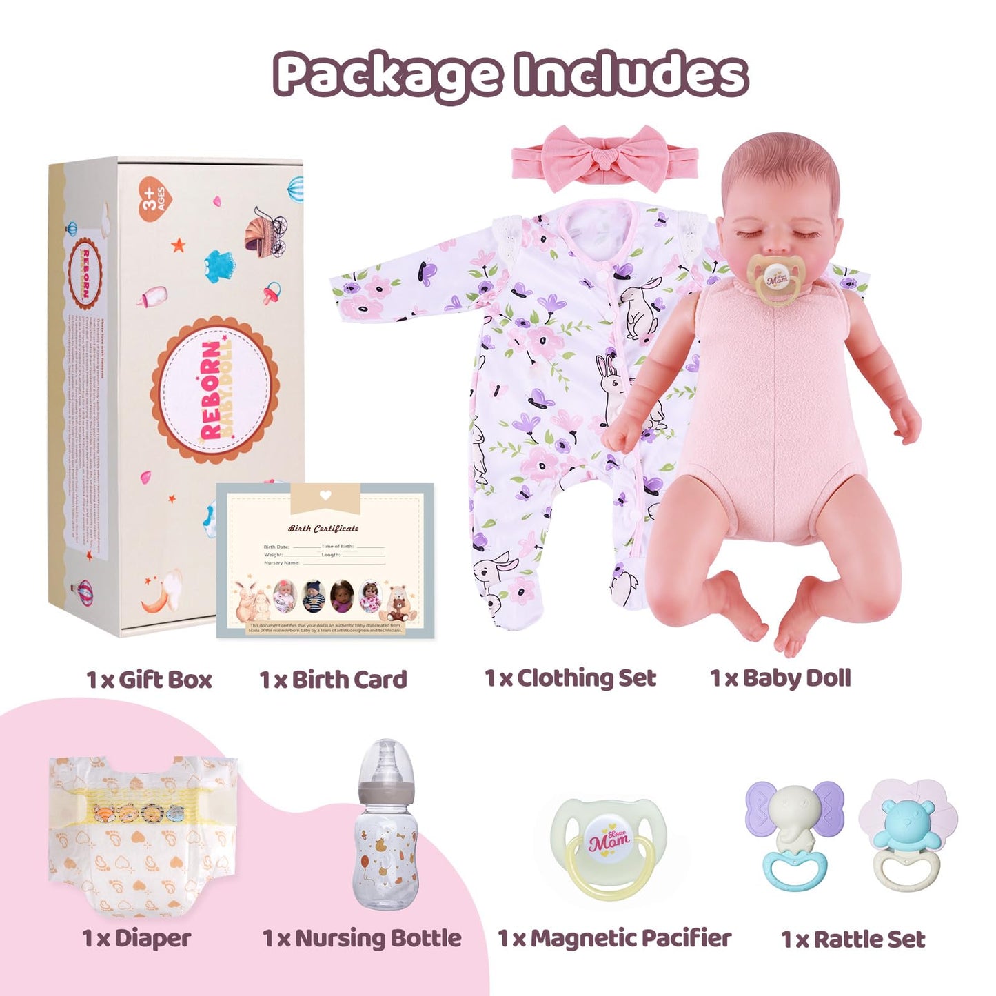 BABESIDE Lifelike Reborn Baby Dolls Girl - 20 Inch Realistic Newborn Baby Dolls with Poseable Body, Real Life Baby Dolls with Accessories for 3+ Year Old Girls Gifts, Pretend Play, Collection