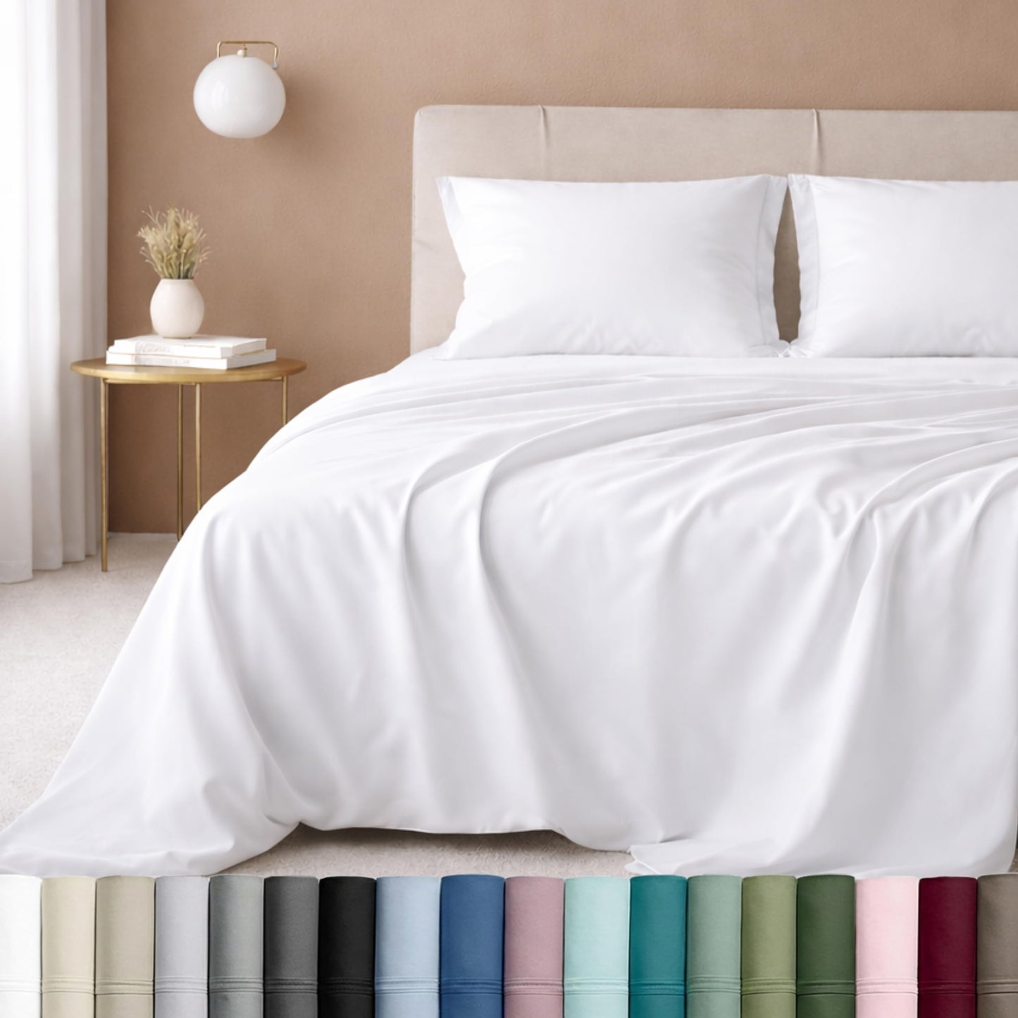 California Design Den Queen Size Sheet Set, 600 Thread Count 100% Cotton Luxury Extra Deep Pocket Queen Sheets Cotton Sateen, Hotel-Quality Queen Sheet Set - Bright White