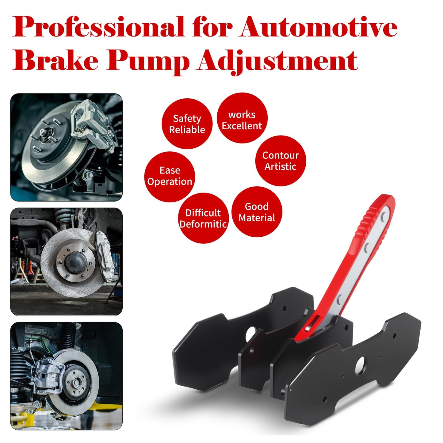 Brake Caliper Press Tool Kit, Ratcheting Piston Spreader with 2 Steel Plates, Practical Caliper Piston Compressor Tool for Repairing Disc Brakes Includes Hangers/Measuring Tools