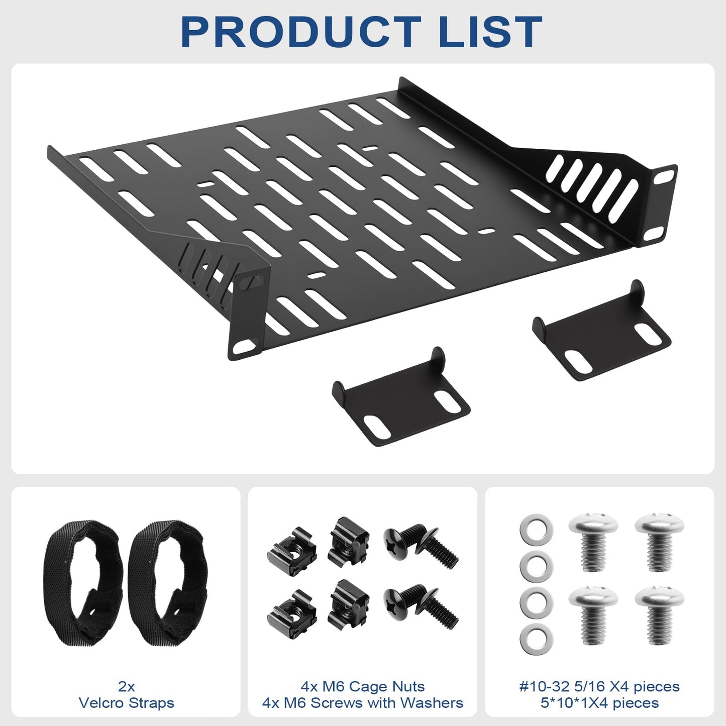 2 Pcs 10 inch 1U Server Rack Shelf,Heavy Duty Vented Rack Mount Shelf for 10" Server Rack & Cabinet,7.87" Depth Shelf with Enhanced Airflow for Network Equipment,Computer Racks & Cabinets