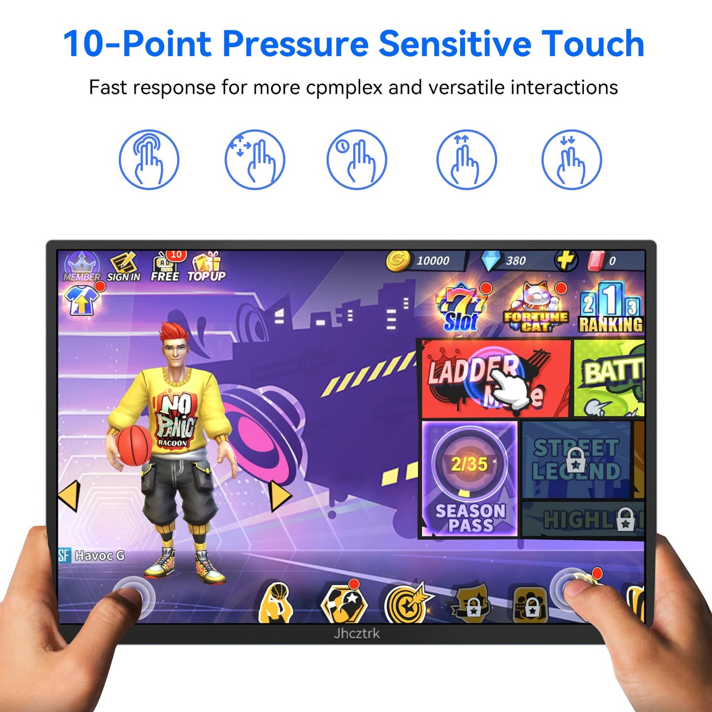 14 Inch Touchscreen Portable Monitor Metal Bezel, Slim Full HD 1200P FHD with HDR, Eye Protection, Integrated Speakers, External Second Screen with Holster for Laptop, PC, PS5, Mac, Xbox