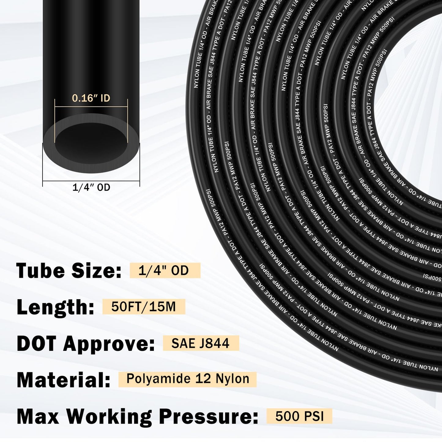 CheeMuii 50 FT DOT Air Line With Brass Fittings Kit for Air Bags Suspension - 1/4" Service Kit With Inflation Schrader Valves