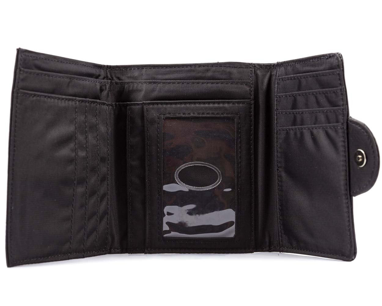 Big Skinny Women's Trixie Leather Tri-Fold Slim Wallet, Black