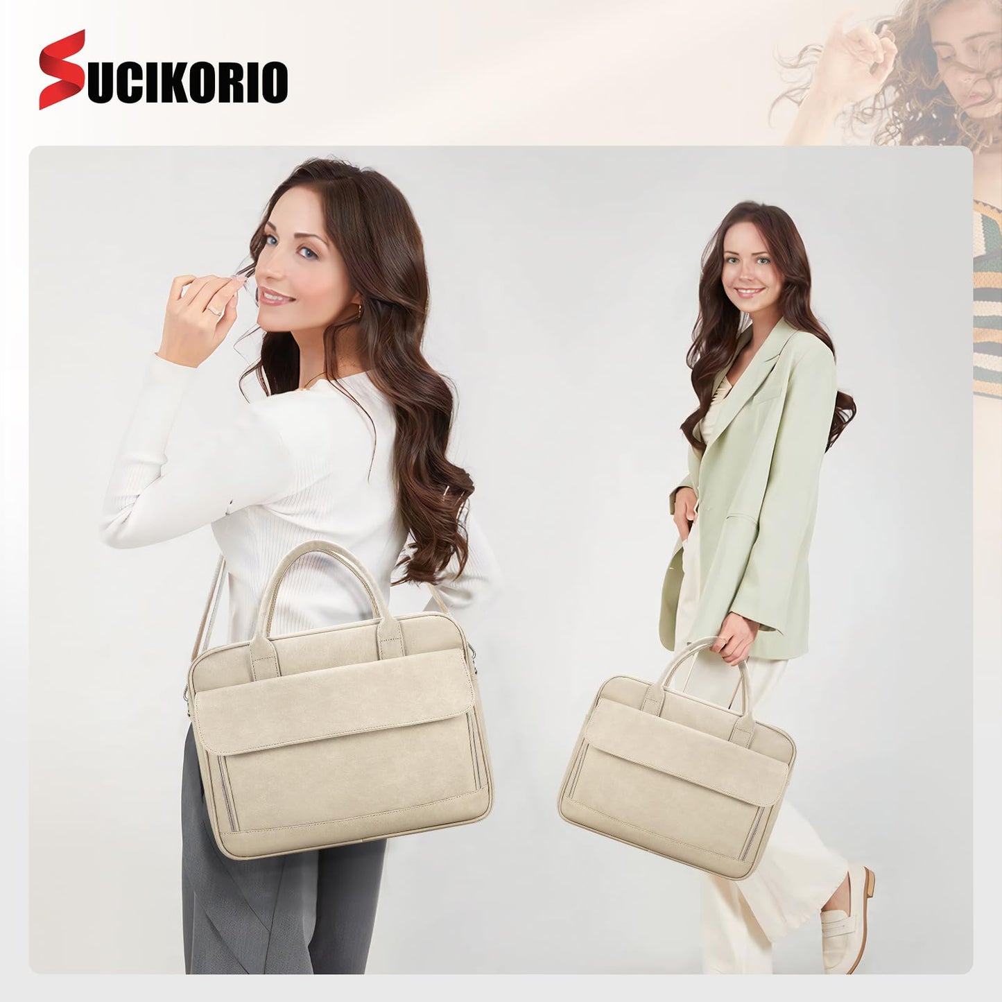 SUCIKORIO Teacher Tote Bag Women 17inch PU Leather Laptop Briefcase Nurse Office Bags Professional Work For Nursing, College