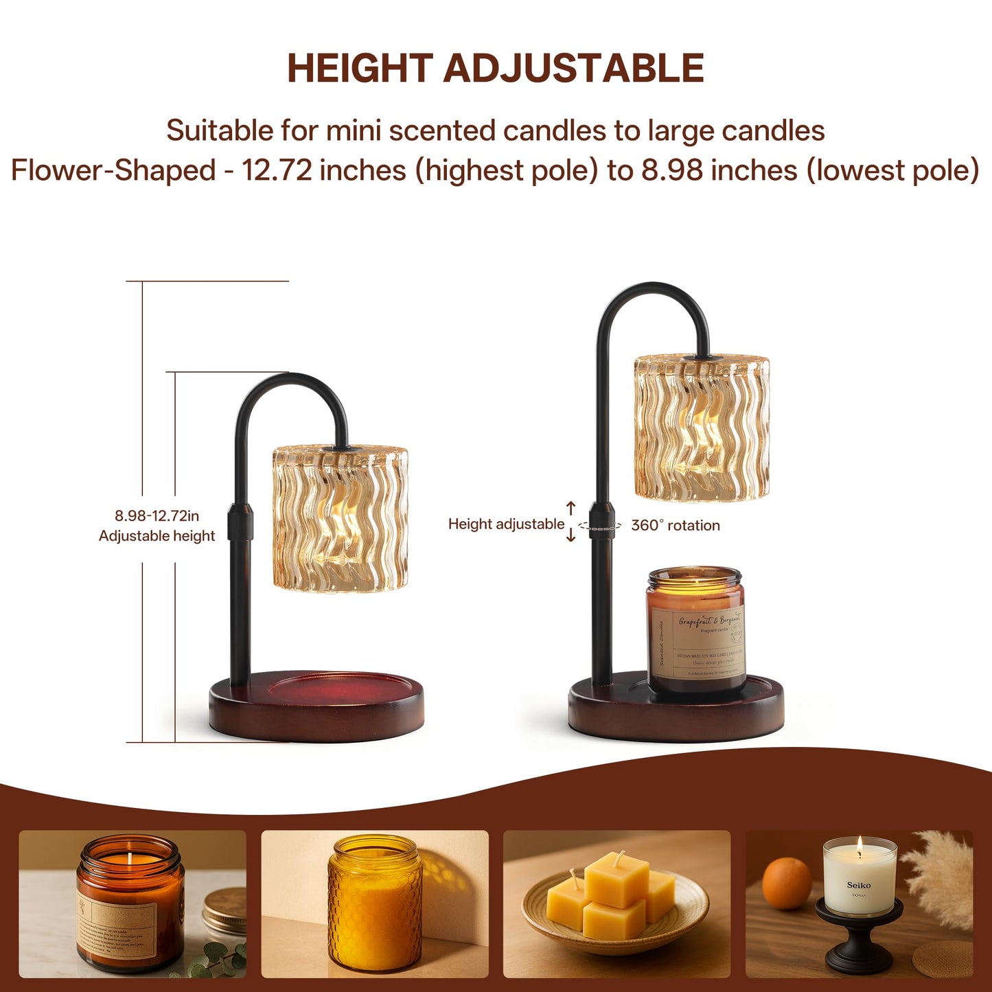 Homelist Candle Warmer Lamp, 2026 New Years Decorations, Adjustable Height Candle Warmer with Timer, Gifts for Women, Mother's Day for Mom Dimmable Candle Lights for Bedroom, Tea Room, Rest Room