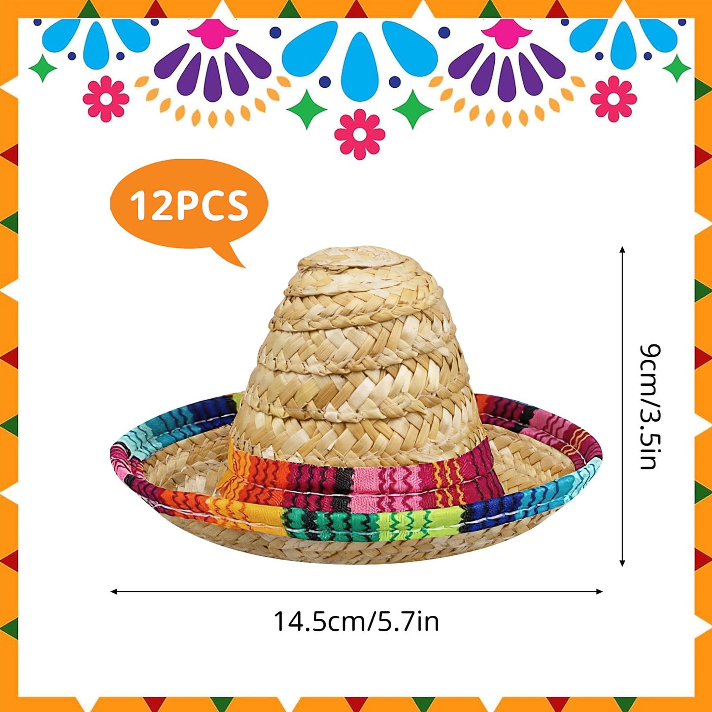 24Pcs Wooden Maracas Includes Mini Sombrero Top Hat Bulk Mexican Fiesta Party Decorations for Kids Halloween Carnivals