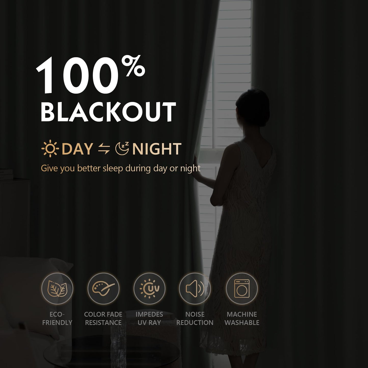 FMFUNCTEX 100% Green Blackout Curtains for Bedroom, Sage Green Weave Textured Curtains 84 Inches Long for Living Room Darkening Thermal Insulated Curtains, Solid Black Out Drapes Grommet 2 Panels