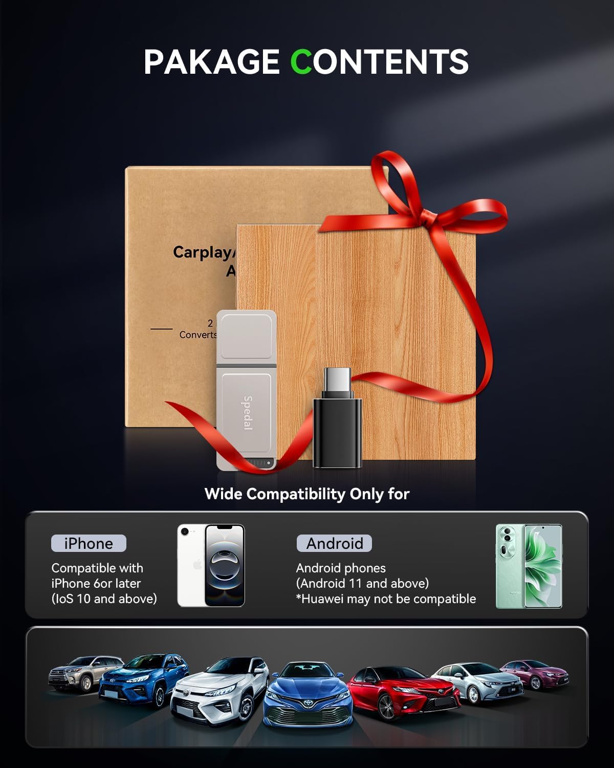 2-in-1 Wireless CarPlay & Android Auto Adapter, Plug & Play Dongle with 5GHz WiFi & Bluetooth, Auto-Connect, Fast & Stable, USB-A/C, Compatible with Most Cars 2017+